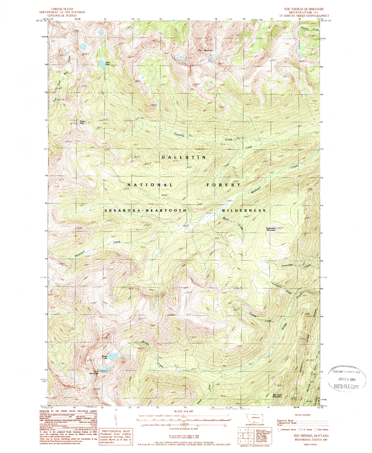 USGS 1:24000-SCALE QUADRANGLE FOR THE NEEDLES, MT 1987