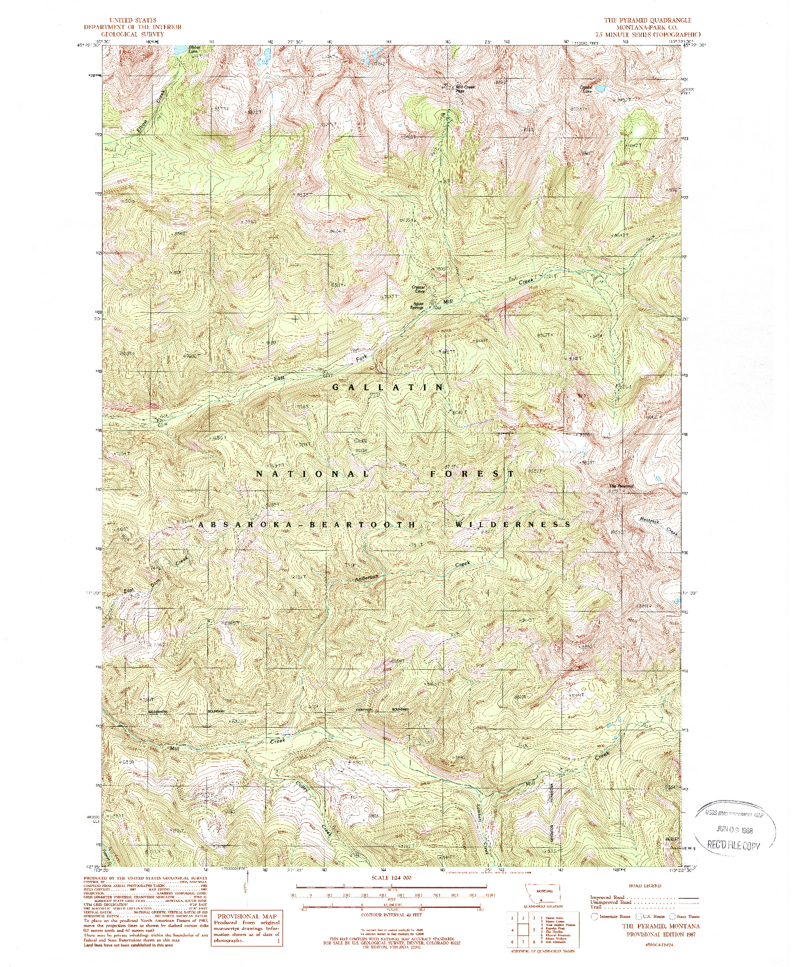 USGS 1:24000-SCALE QUADRANGLE FOR THE PYRAMID, MT 1987