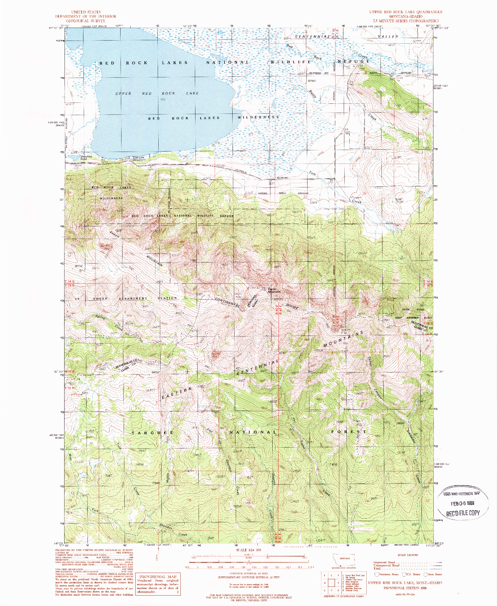 USGS 1:24000-SCALE QUADRANGLE FOR UPPER RED ROCK LAKE, MT 1988
