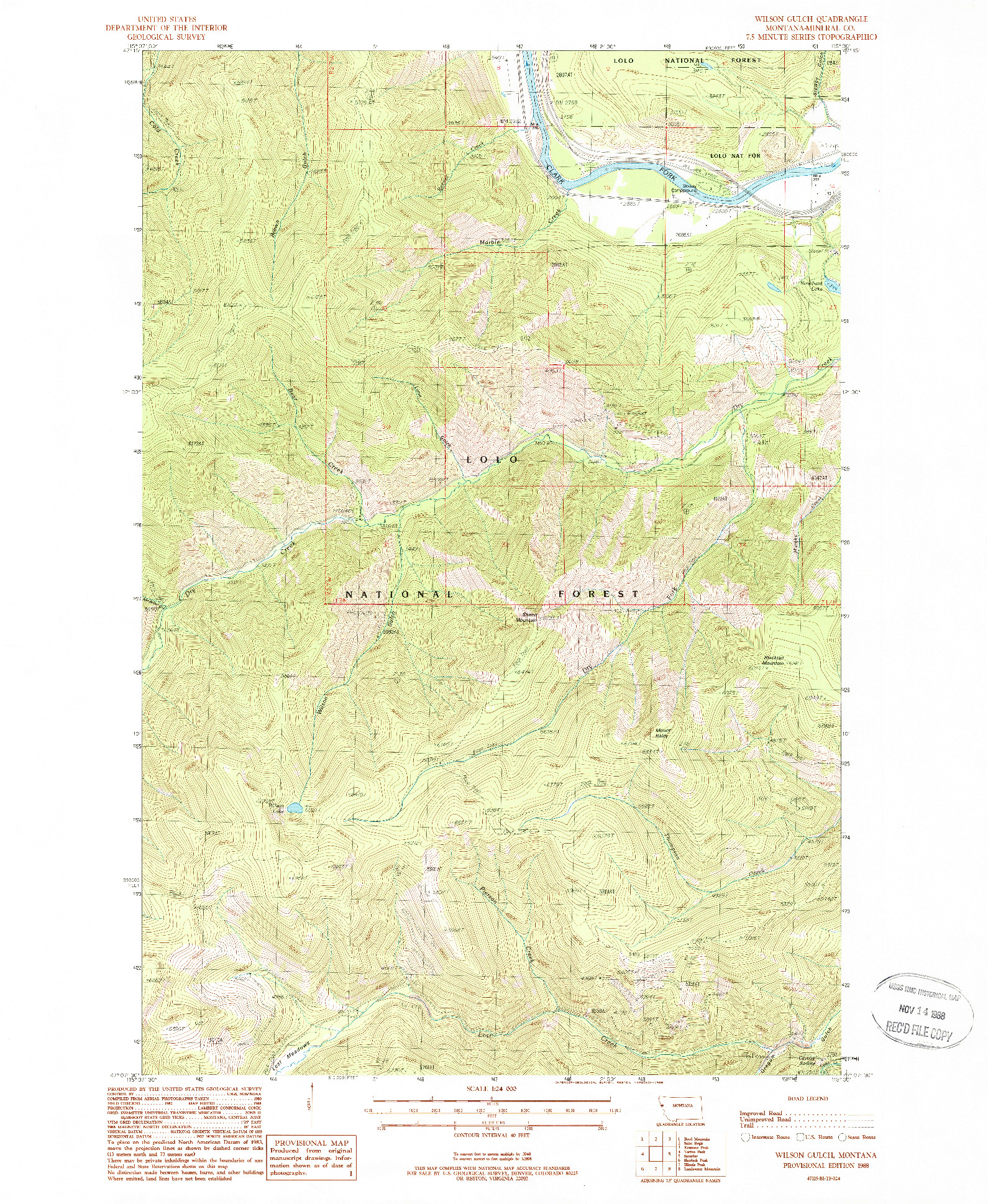 USGS 1:24000-SCALE QUADRANGLE FOR WILSON GULCH, MT 1988