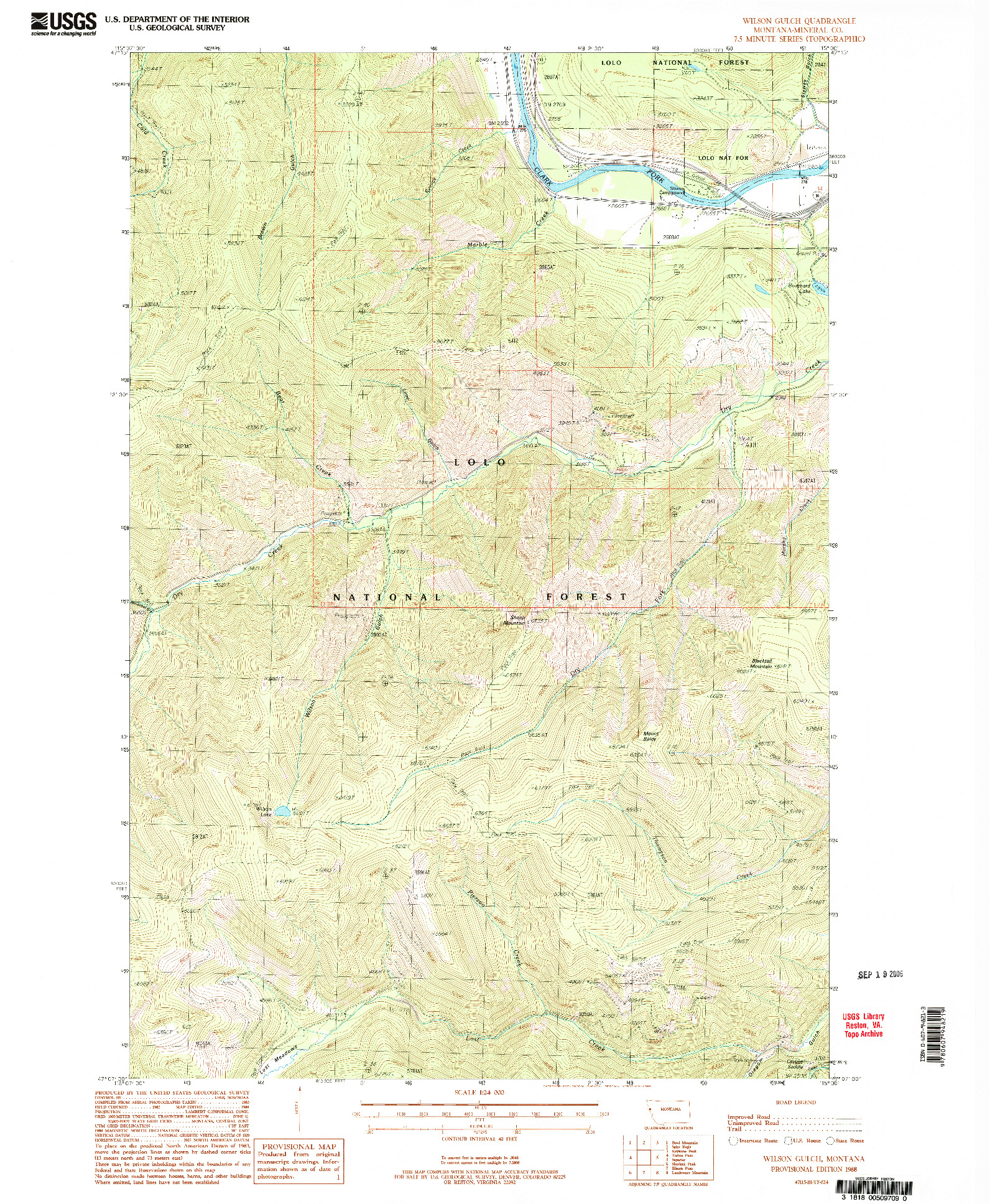 USGS 1:24000-SCALE QUADRANGLE FOR WILSON GULCH, MT 1988