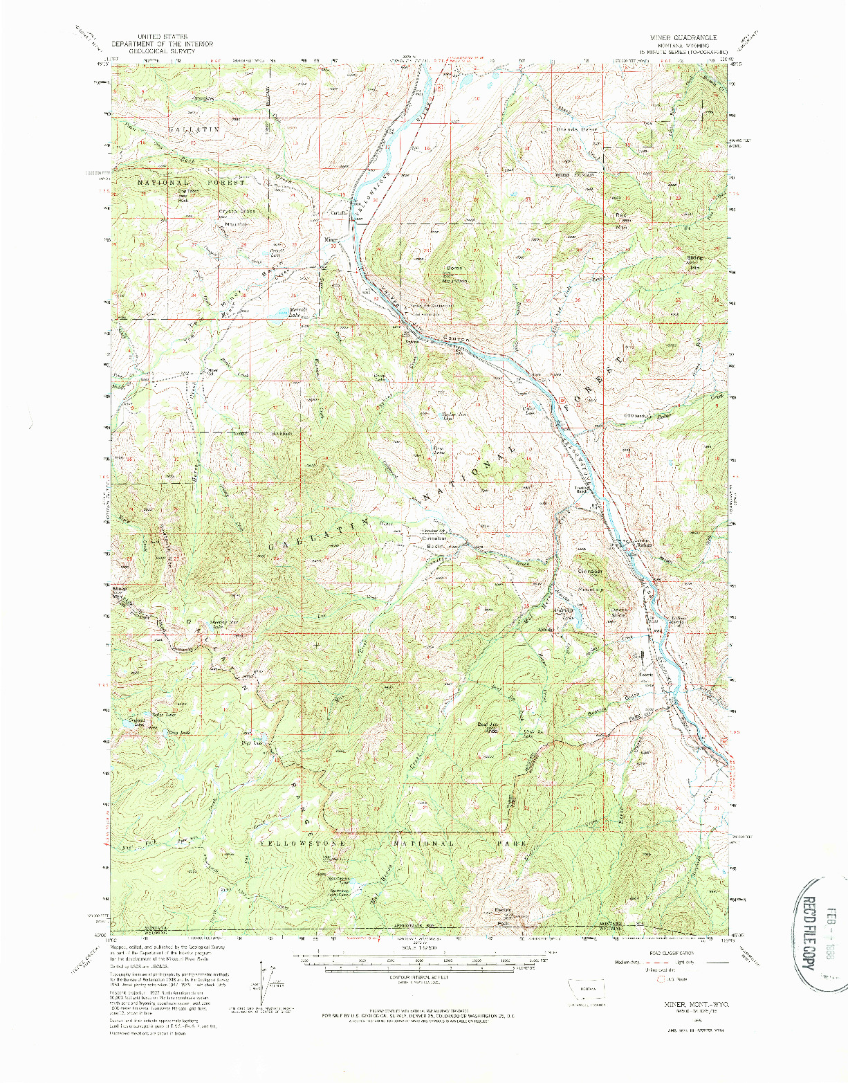 USGS 1:62500-SCALE QUADRANGLE FOR MINER, MT 1955
