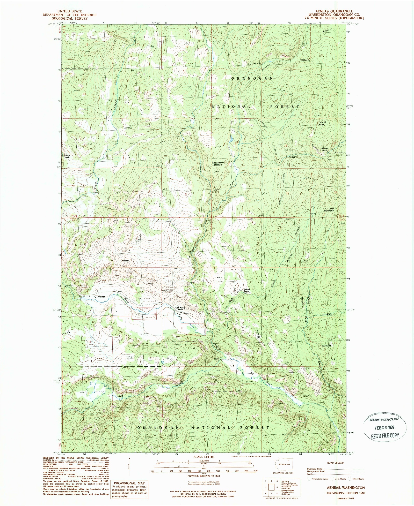 USGS 1:24000-SCALE QUADRANGLE FOR AENEAS, WA 1988
