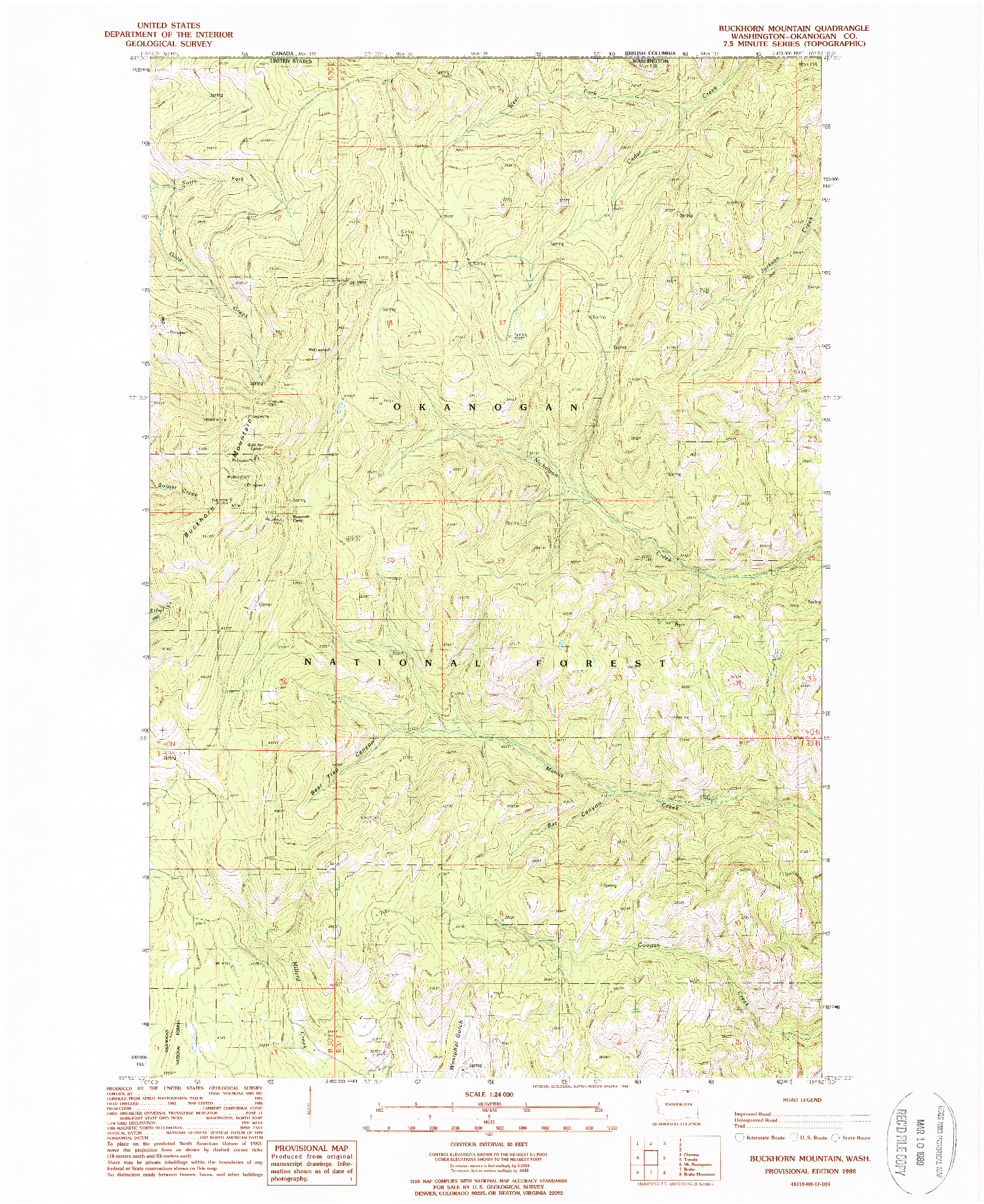 USGS 1:24000-SCALE QUADRANGLE FOR BUCKHORN MOUNTAIN, WA 1988