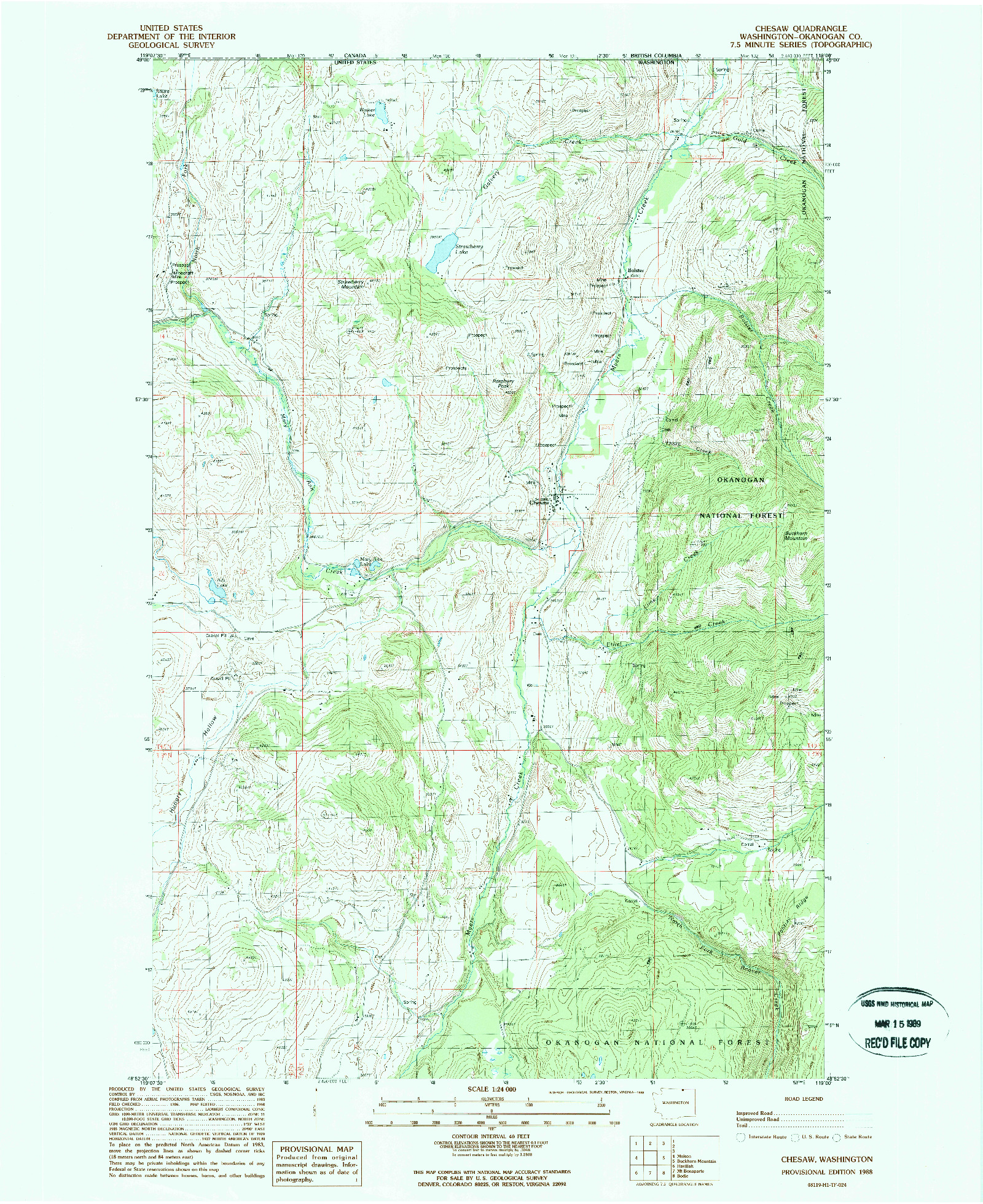 USGS 1:24000-SCALE QUADRANGLE FOR CHESAW, WA 1988