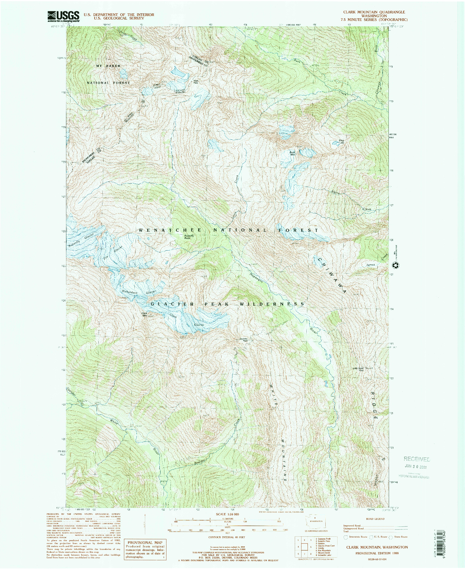 USGS 1:24000-SCALE QUADRANGLE FOR CLARK MOUNTAIN, WA 1988