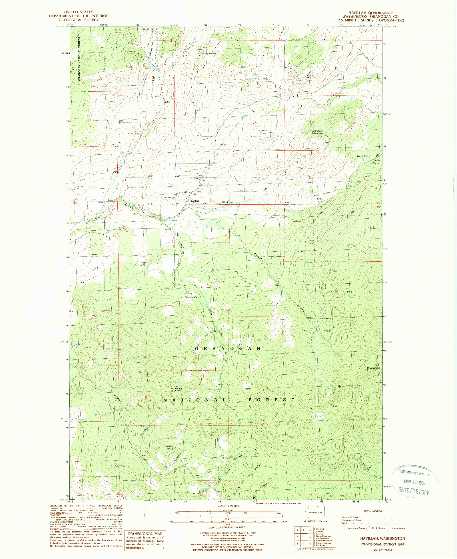 USGS 1:24000-SCALE QUADRANGLE FOR HAVILLAH, WA 1988