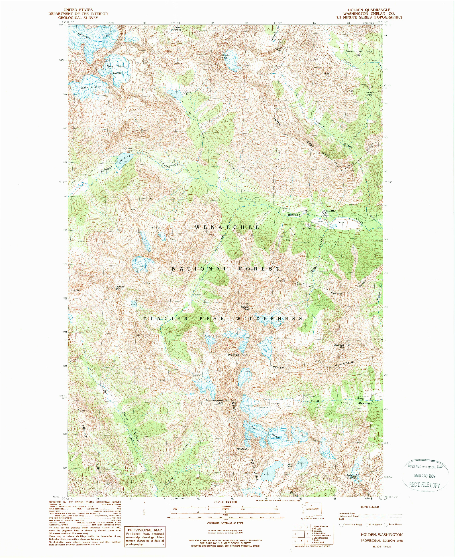 USGS 1:24000-SCALE QUADRANGLE FOR HOLDEN, WA 1988