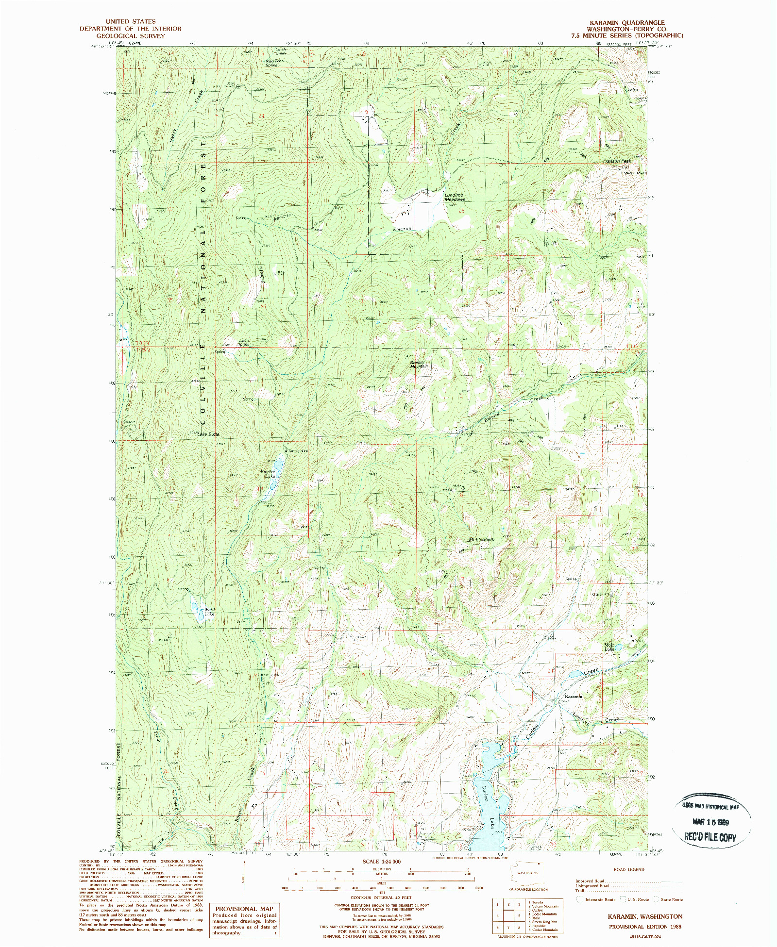 USGS 1:24000-SCALE QUADRANGLE FOR KARAMIN, WA 1988