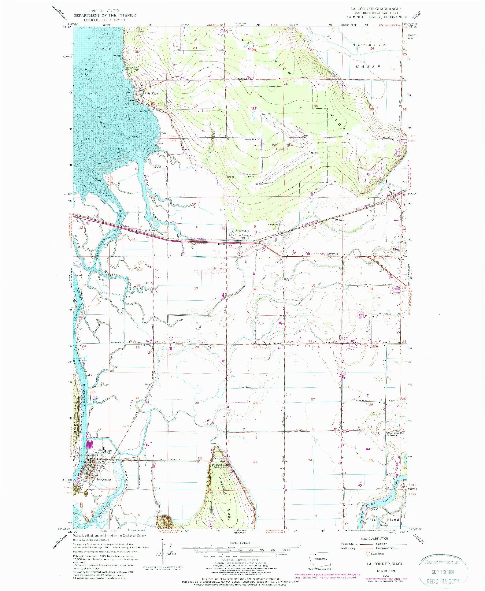 USGS 1:24000-SCALE QUADRANGLE FOR LA CONNER, WA 1956