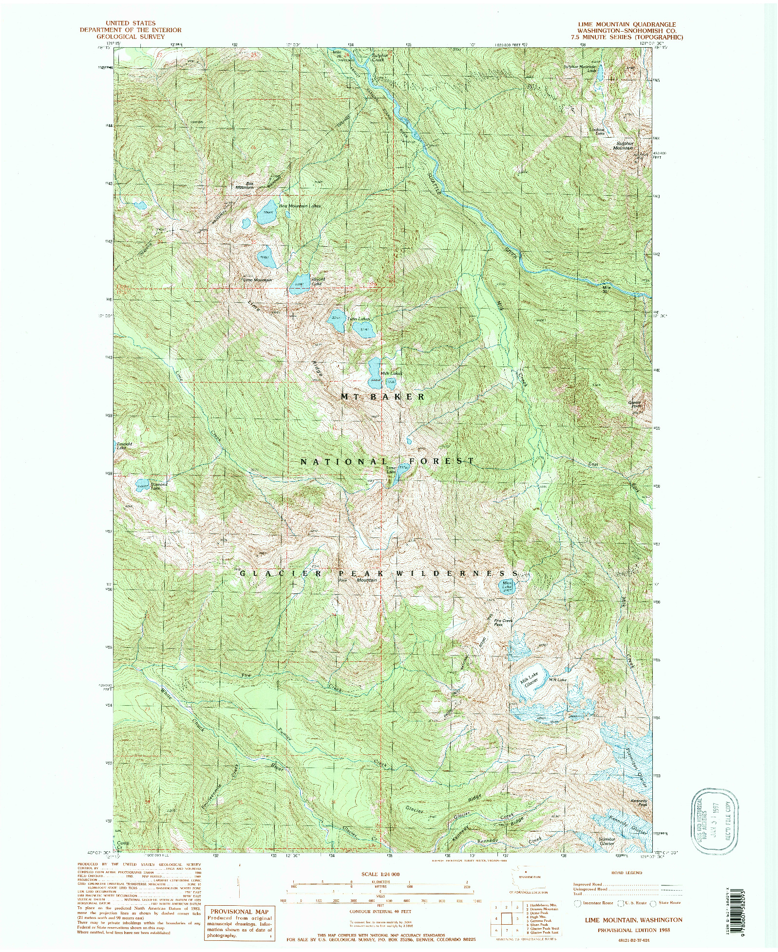 USGS 1:24000-SCALE QUADRANGLE FOR LIME MOUNTAIN, WA 1988