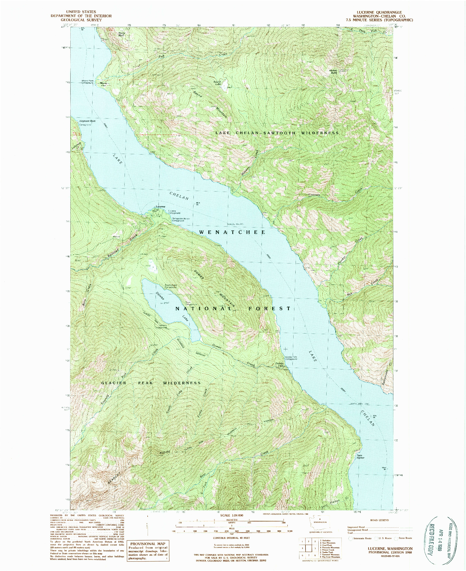USGS 1:24000-SCALE QUADRANGLE FOR LUCERNE, WA 1988