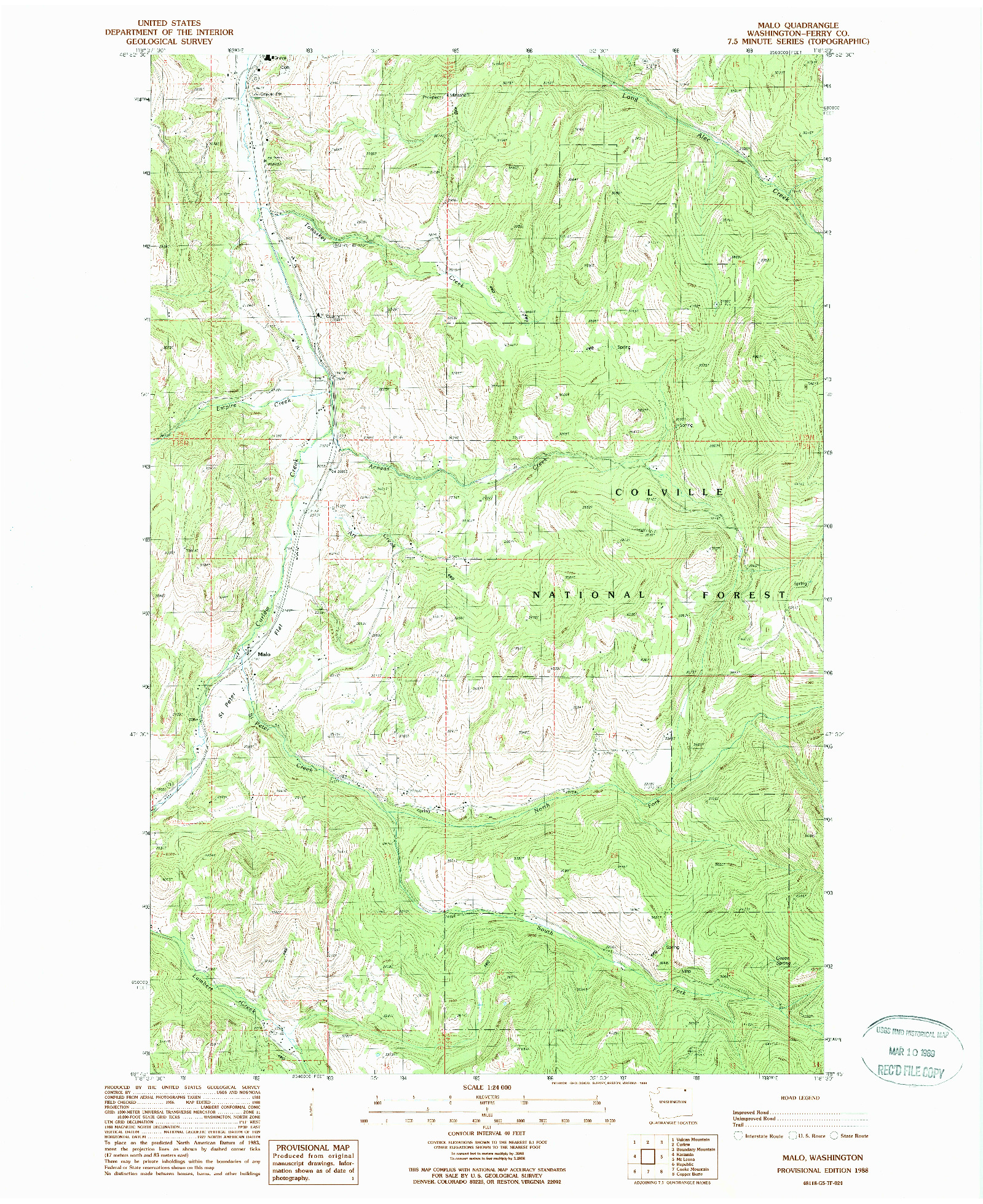 USGS 1:24000-SCALE QUADRANGLE FOR MALO, WA 1988