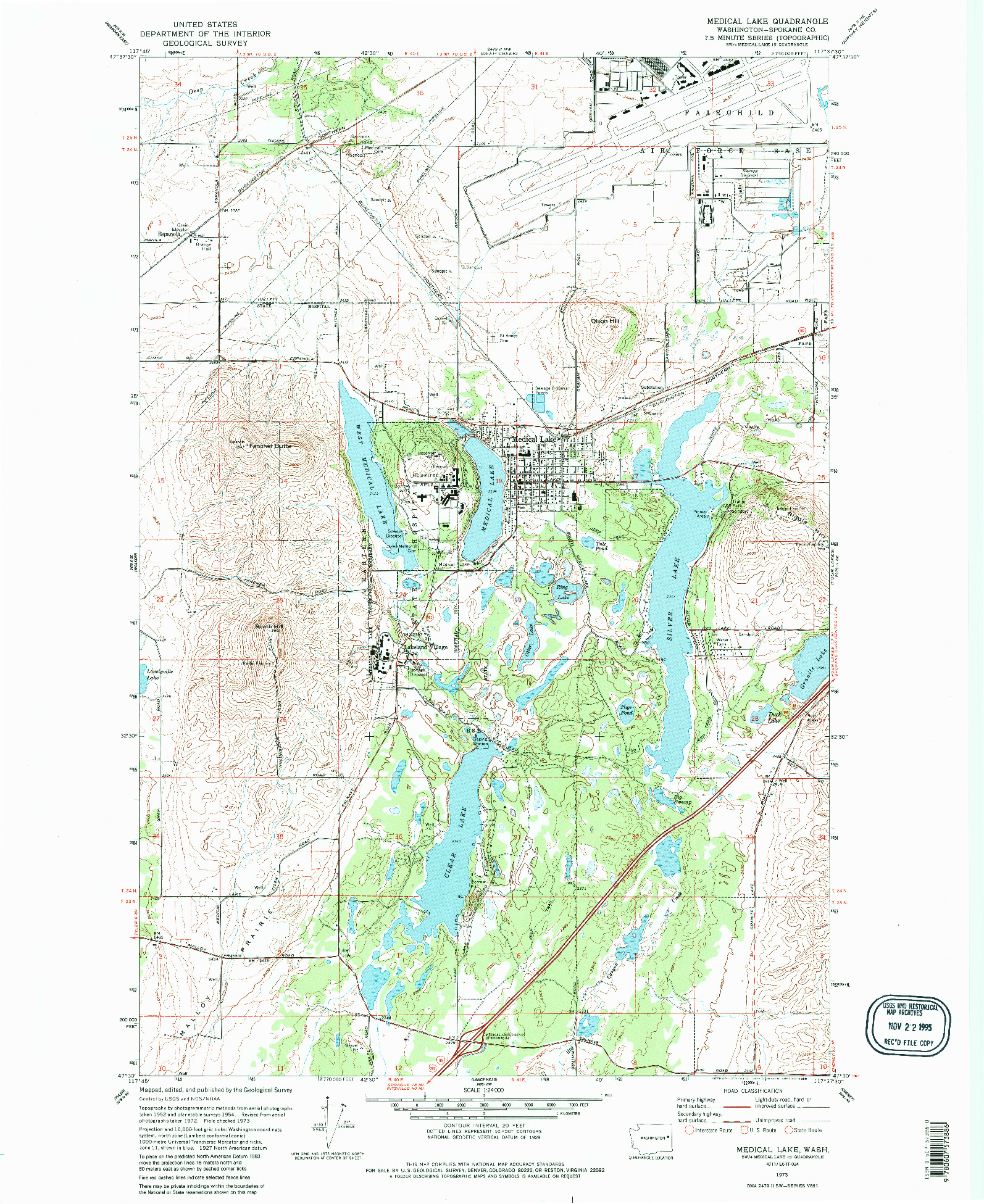 USGS 1:24000-SCALE QUADRANGLE FOR MEDICAL LAKE, WA 1973