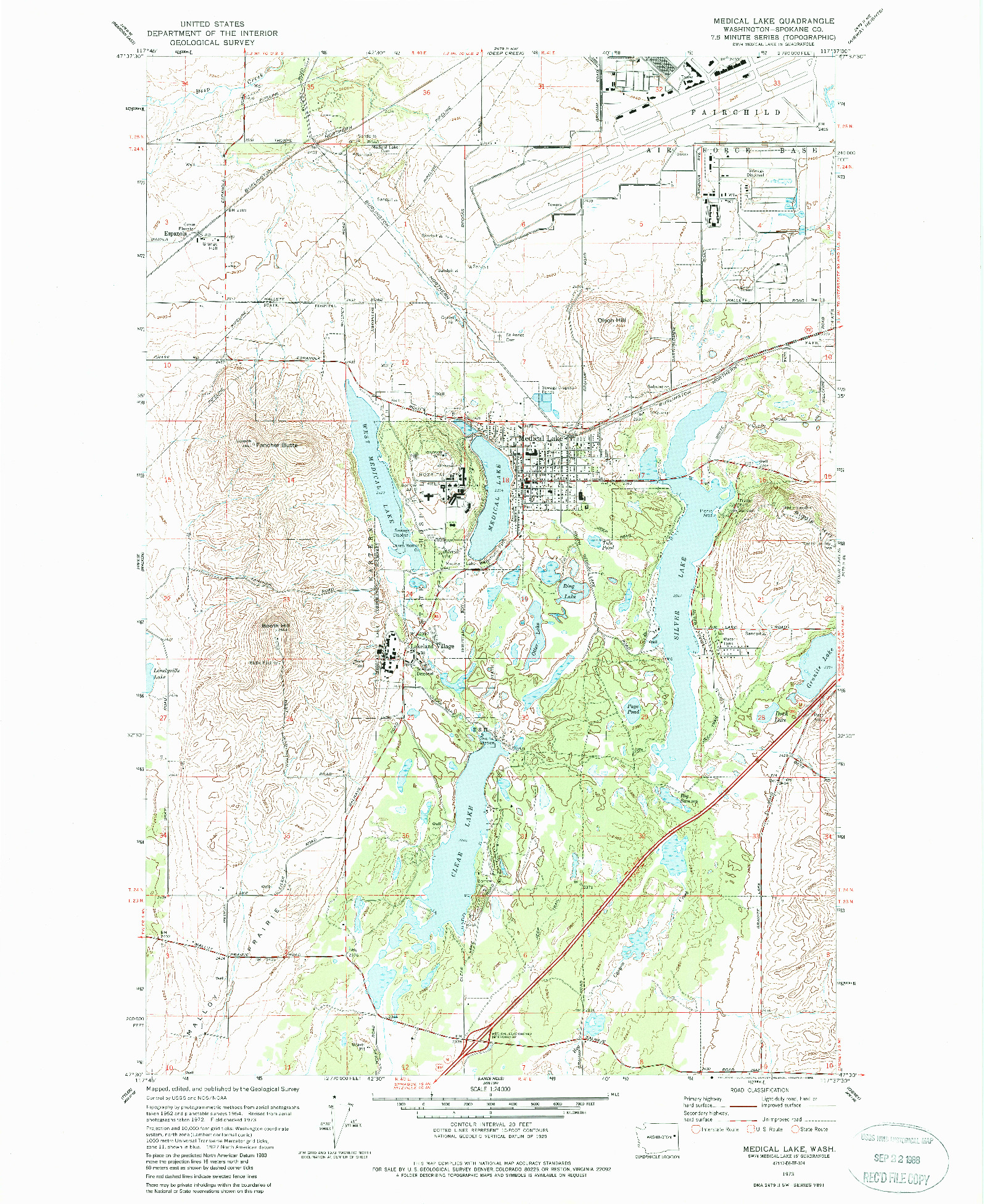 USGS 1:24000-SCALE QUADRANGLE FOR MEDICAL LAKE, WA 1973