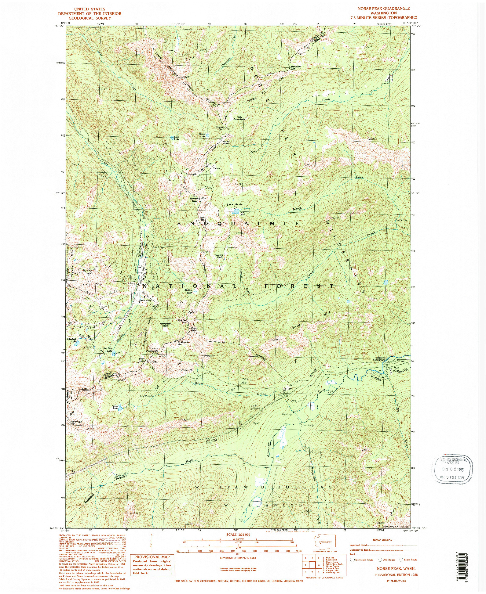 USGS 1:24000-SCALE QUADRANGLE FOR NORSE PEAK, WA 1988