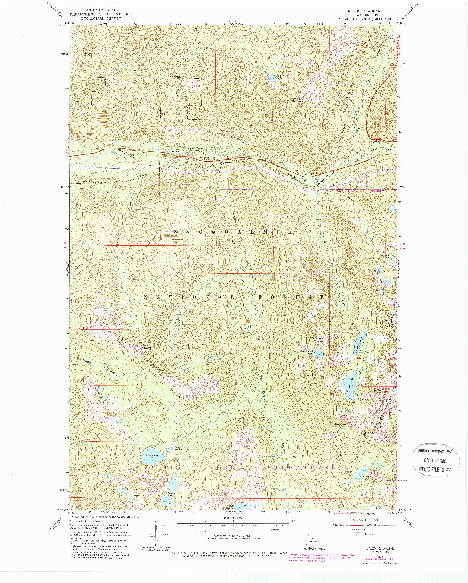 USGS 1:24000-SCALE QUADRANGLE FOR SCENIC, WA 1965