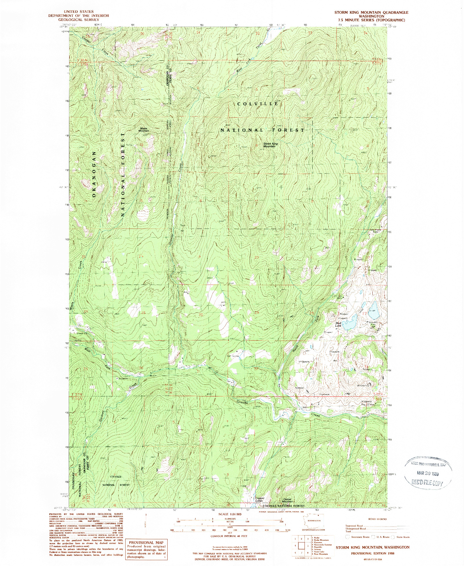 USGS 1:24000-SCALE QUADRANGLE FOR STORM KING MOUNTAIN, WA 1988