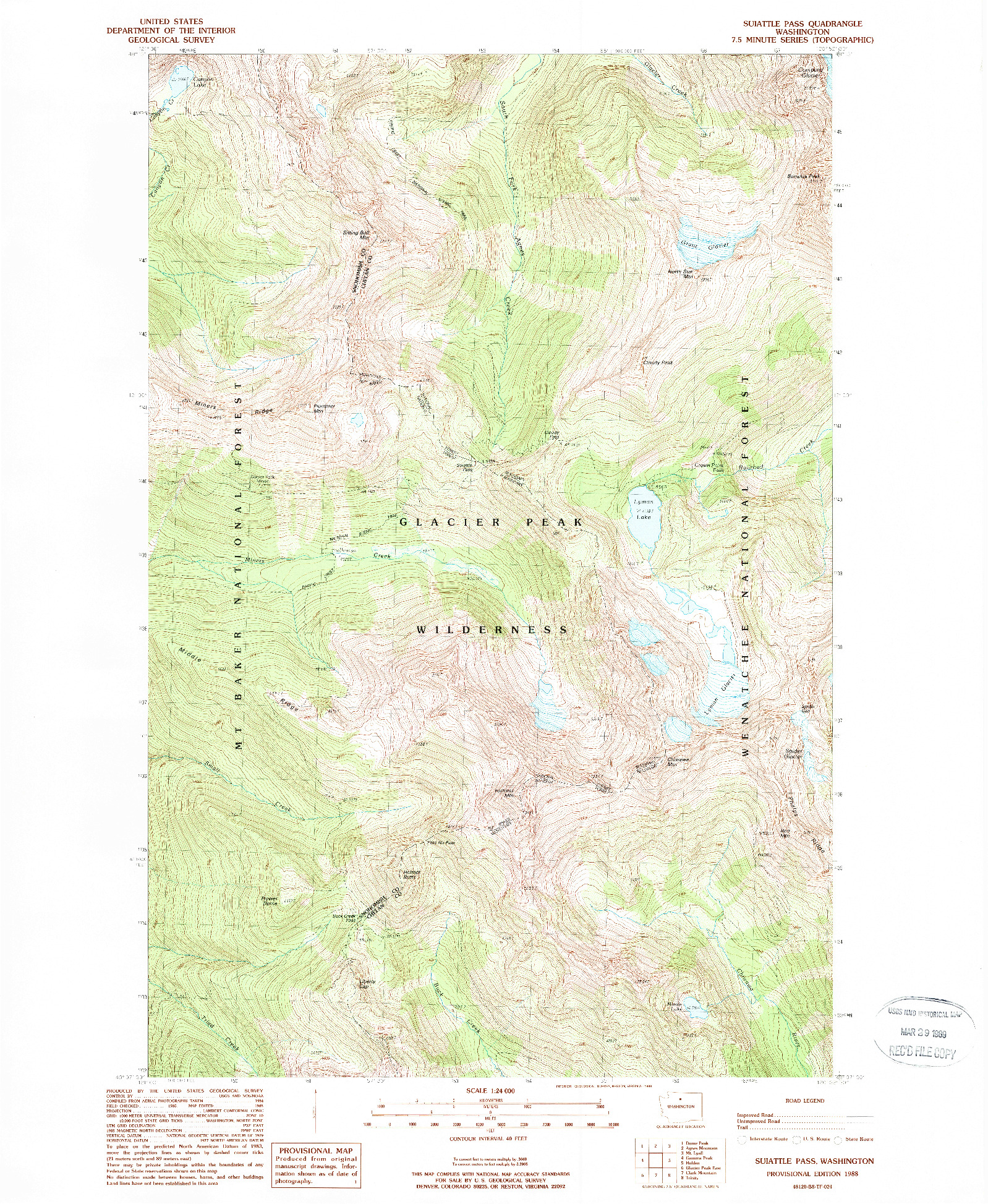 USGS 1:24000-SCALE QUADRANGLE FOR SUIATTLE PASS, WA 1988