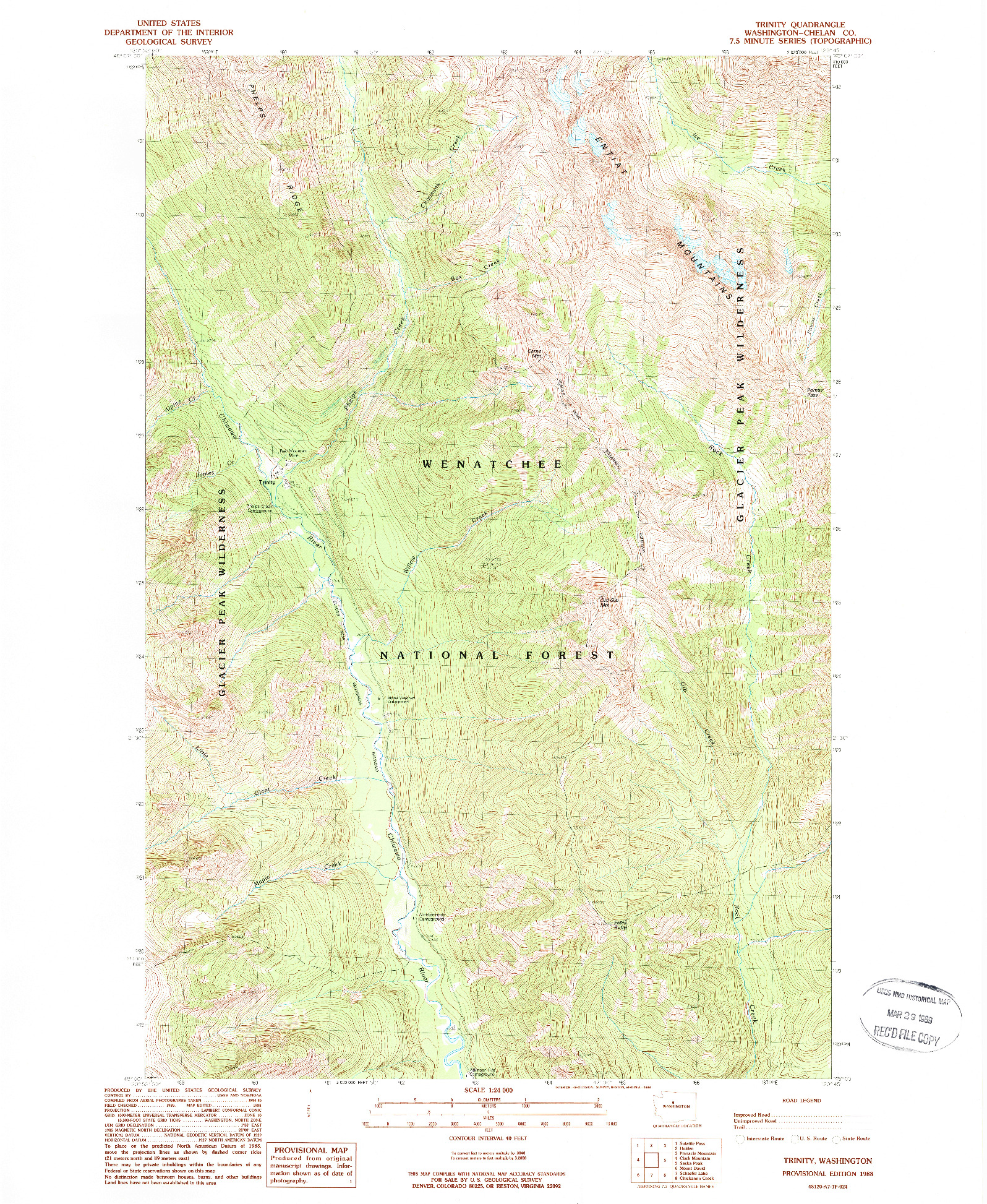 USGS 1:24000-SCALE QUADRANGLE FOR TRINITY, WA 1988