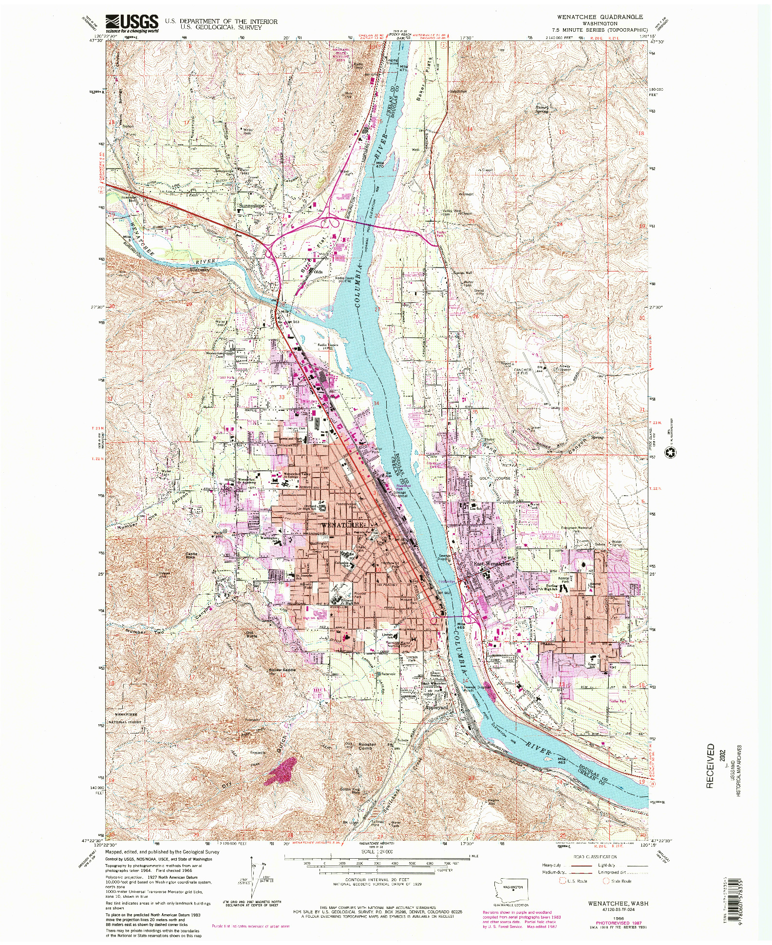 USGS 1:24000-SCALE QUADRANGLE FOR WENATCHEE, WA 1966