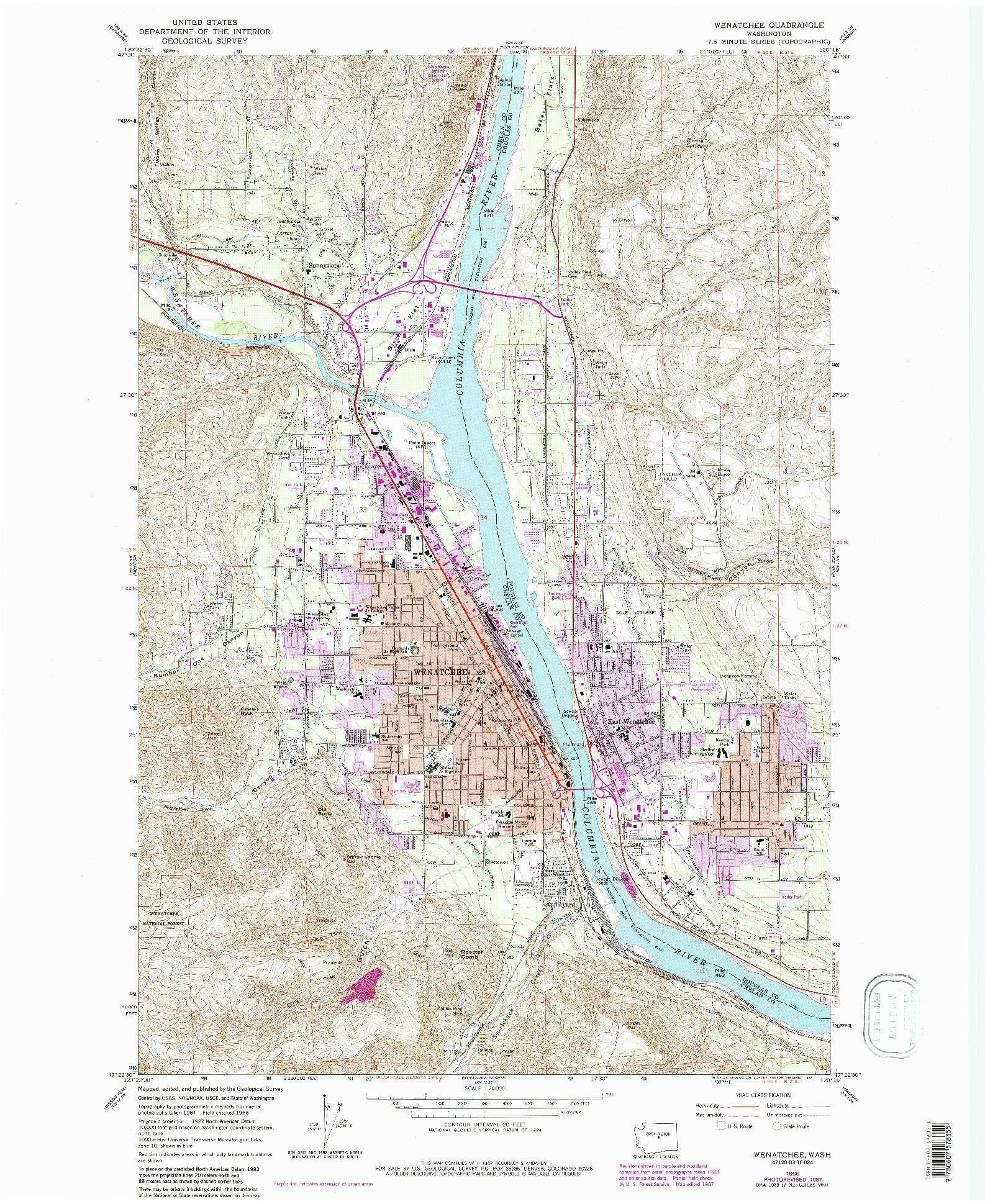 USGS 1:24000-SCALE QUADRANGLE FOR WENATCHEE, WA 1966