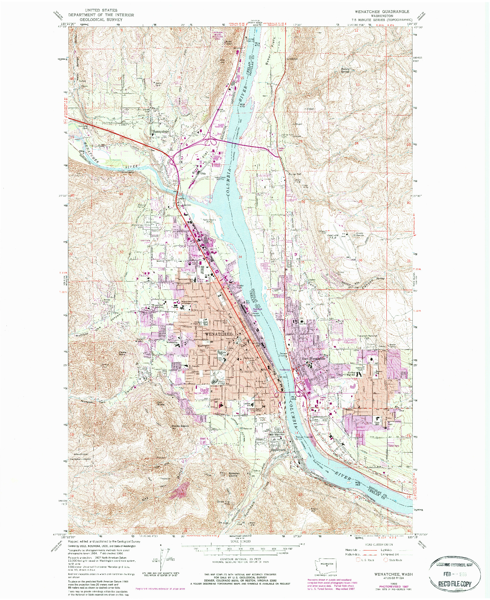 USGS 1:24000-SCALE QUADRANGLE FOR WENATCHEE, WA 1966