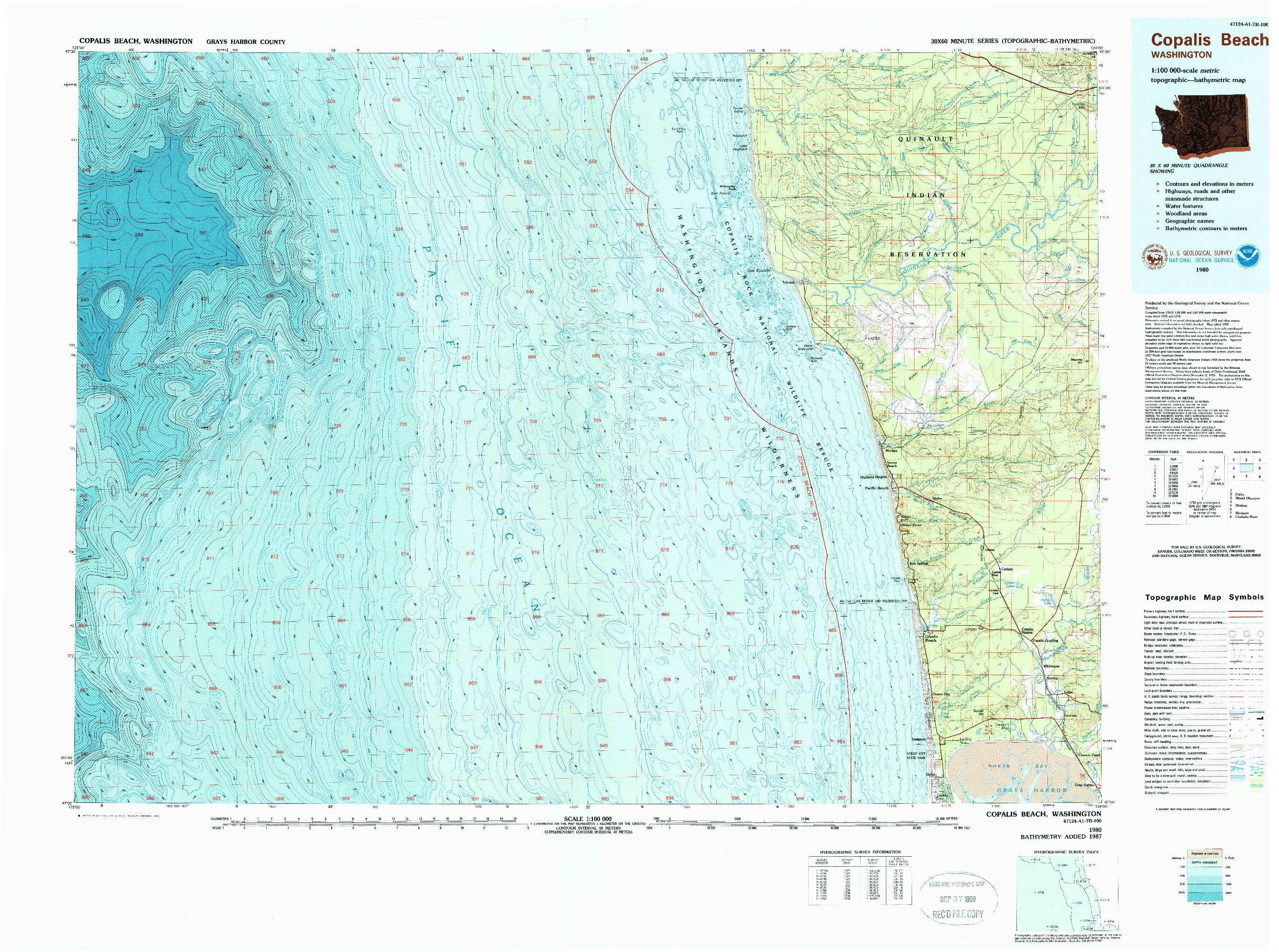 USGS 1:100000-SCALE QUADRANGLE FOR COPALIS BEACH, WA 1980