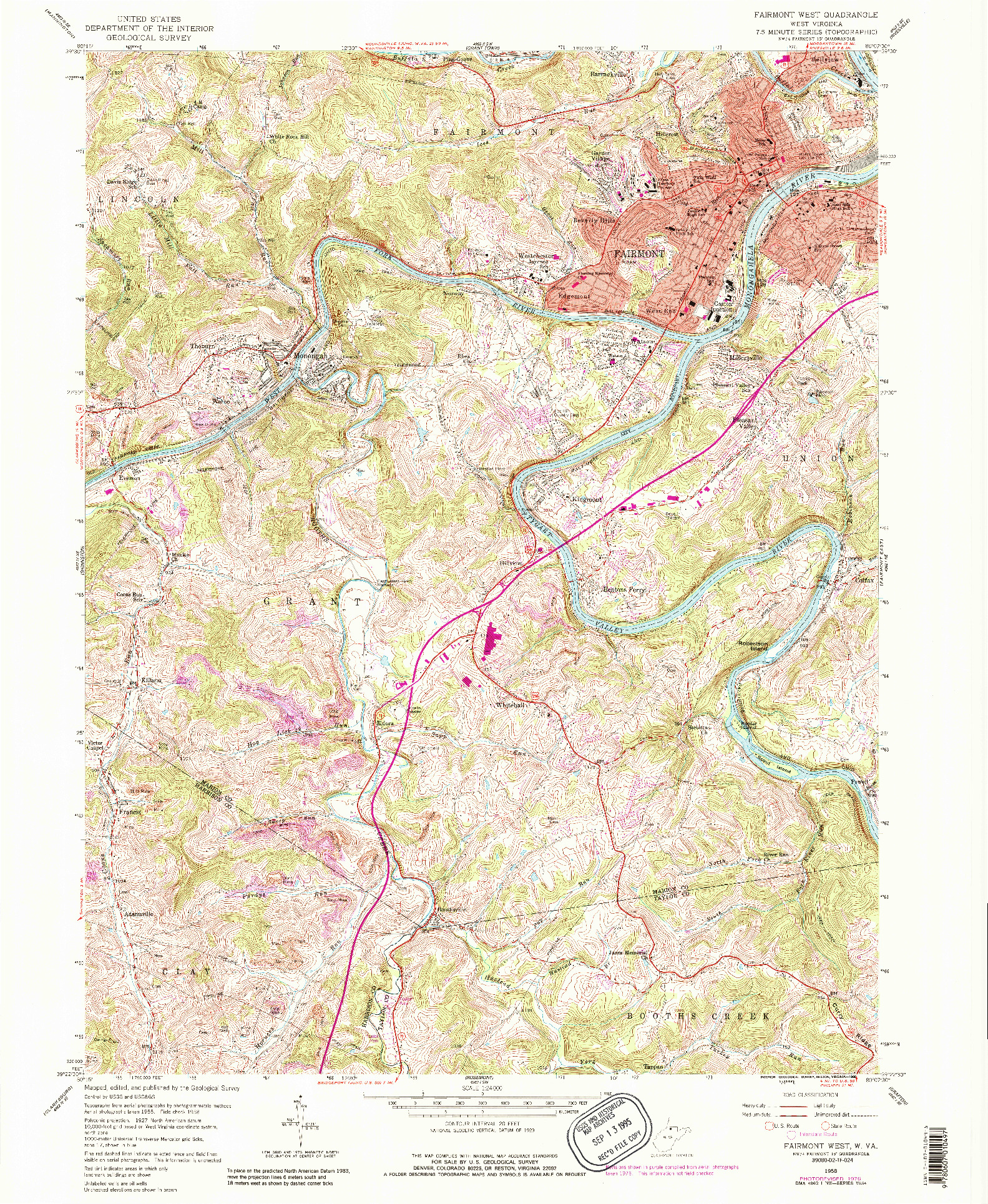 USGS 1:24000-SCALE QUADRANGLE FOR FAIRMONT WEST, WV 1958