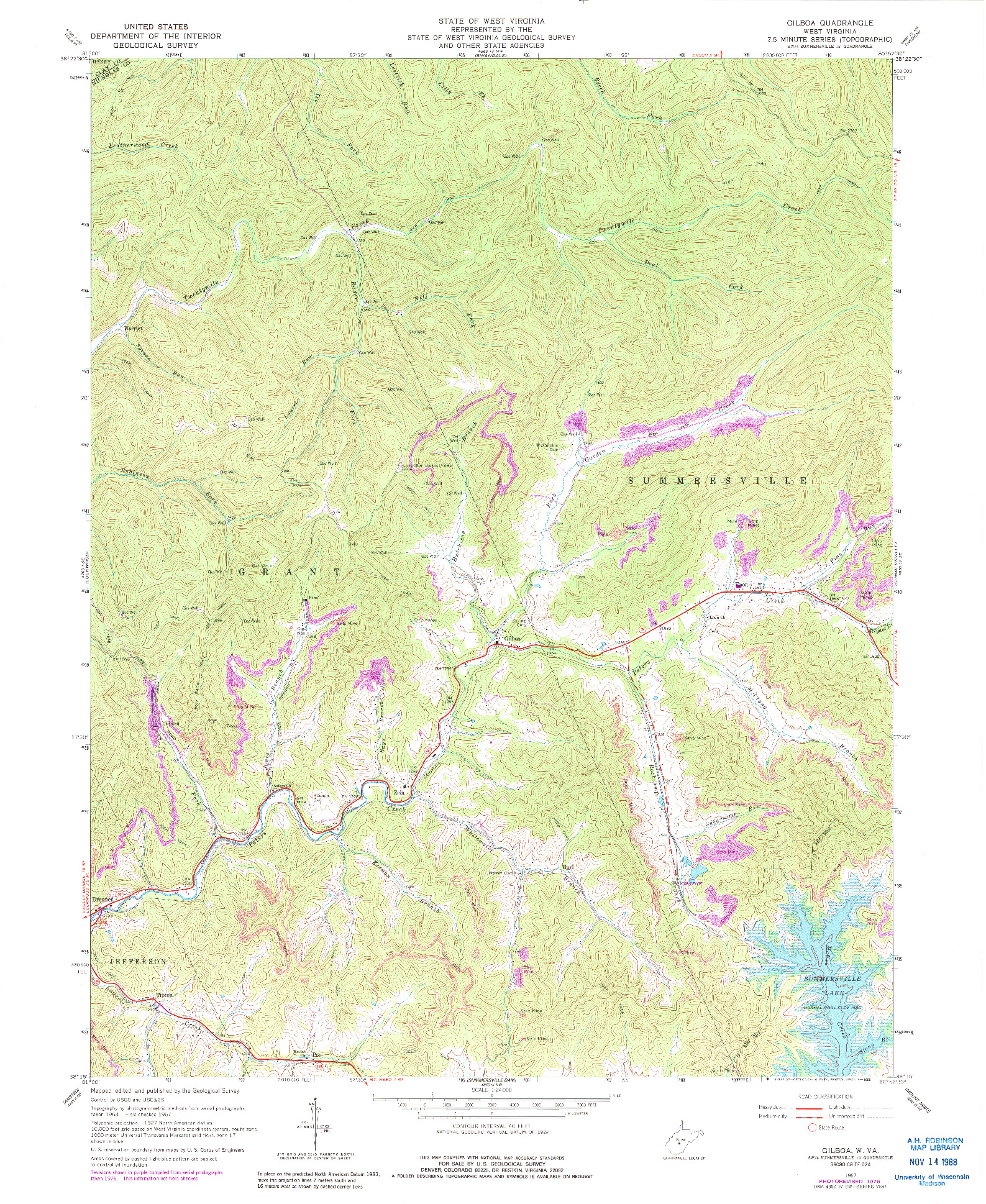 USGS 1:24000-SCALE QUADRANGLE FOR GILBOA, WV 1967