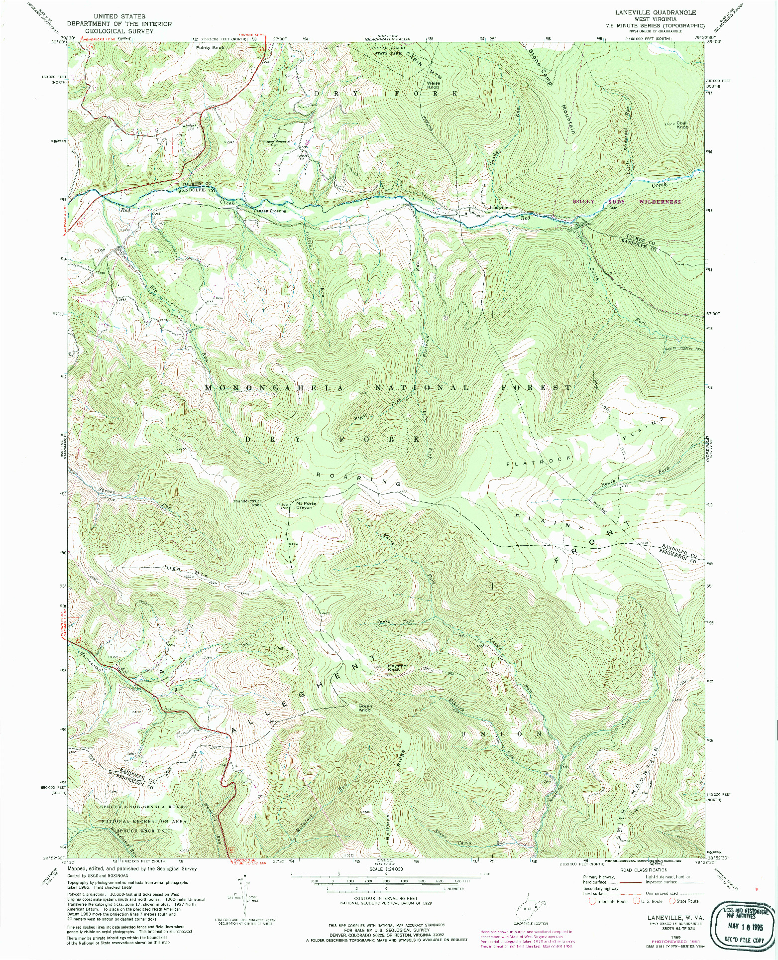 USGS 1:24000-SCALE QUADRANGLE FOR LANEVILLE, WV 1969