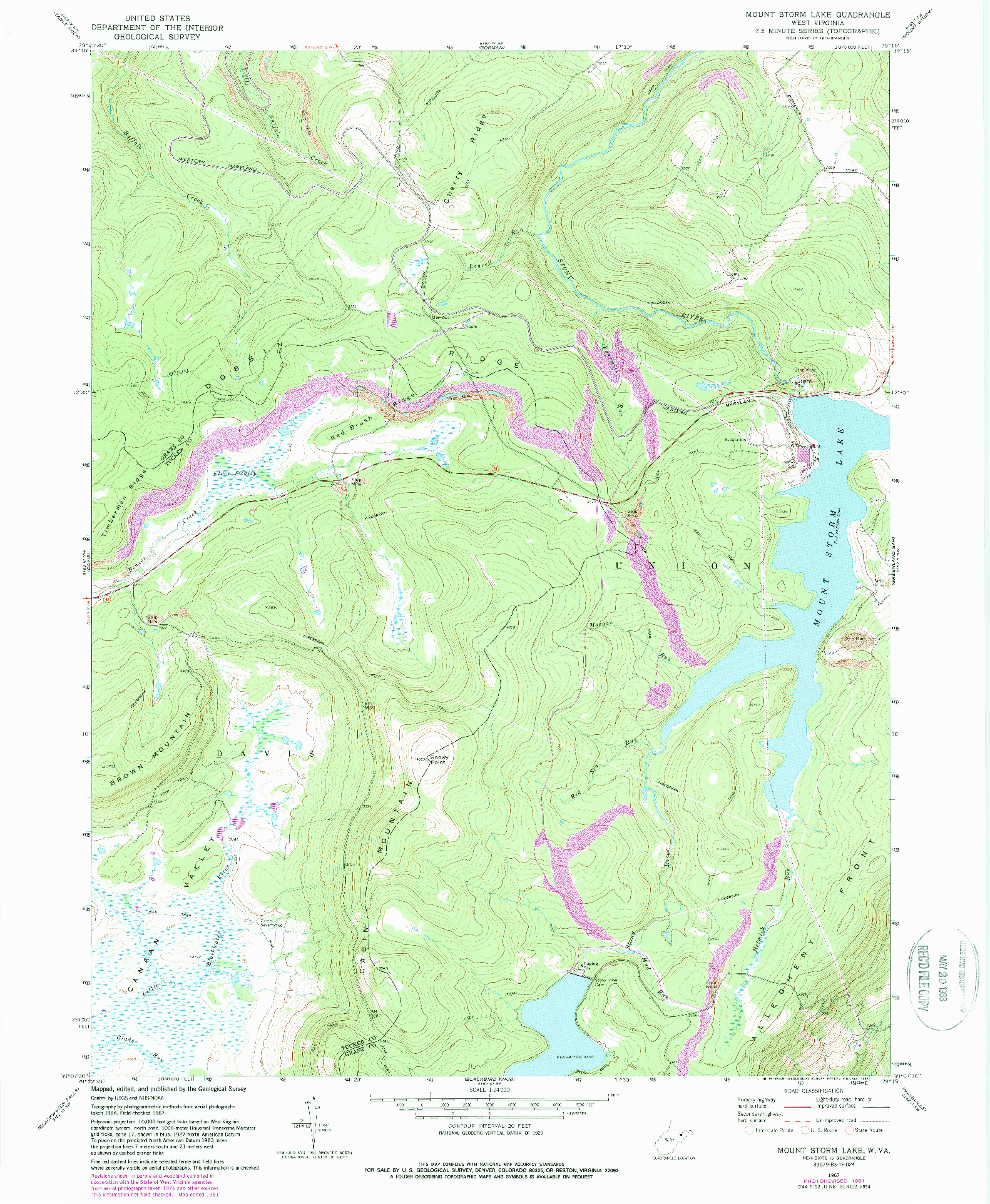 USGS 1:24000-SCALE QUADRANGLE FOR MOUNT STORM LAKE, WV 1967