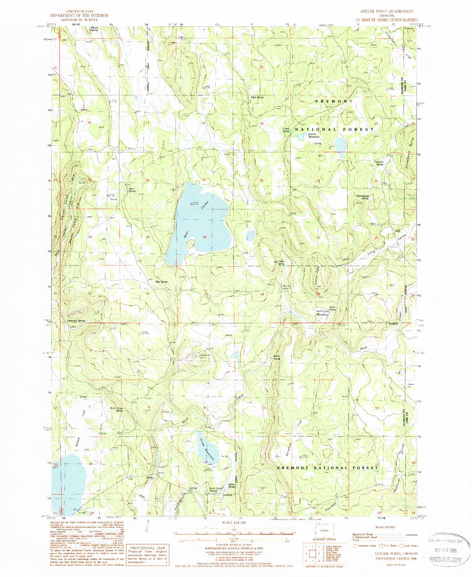USGS 1:24000-SCALE QUADRANGLE FOR ANTLER POINT, OR 1988