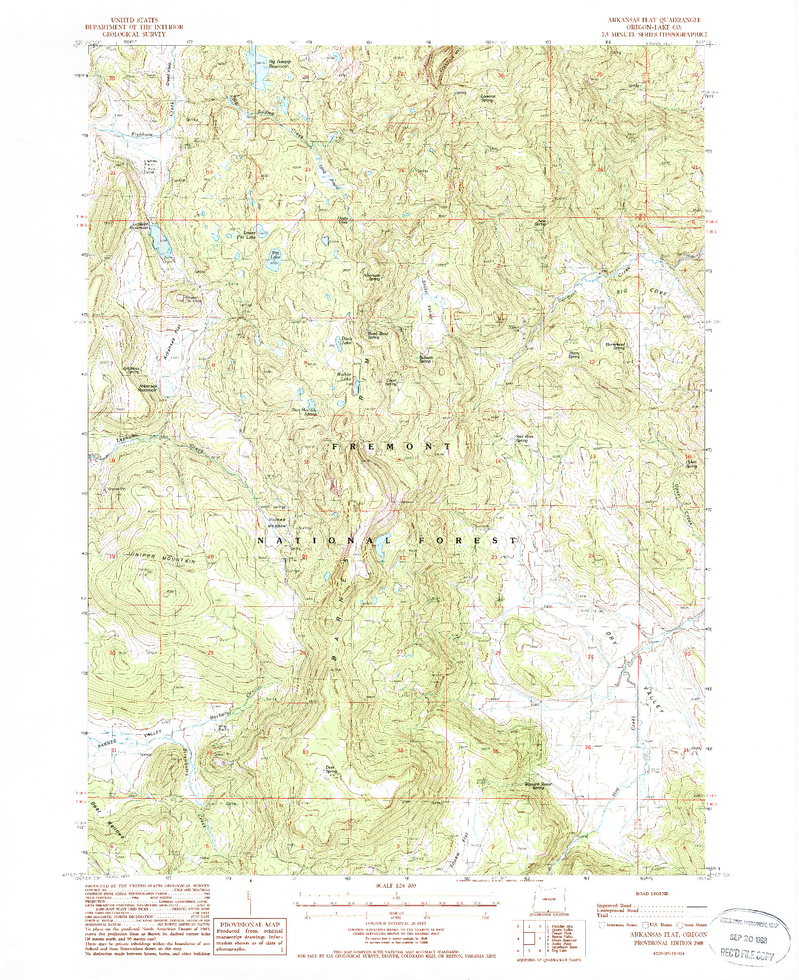 USGS 1:24000-SCALE QUADRANGLE FOR ARKANSAS FLAT, OR 1988