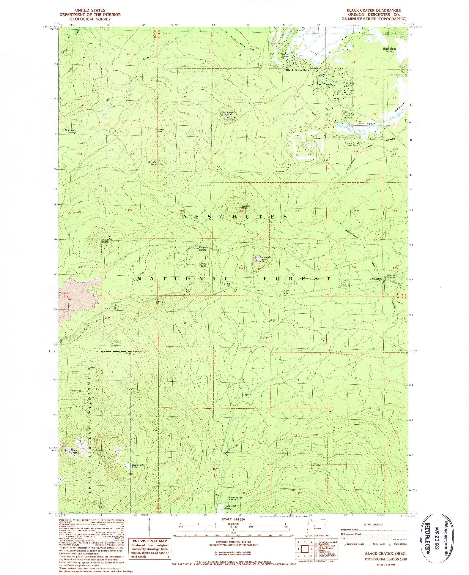 USGS 1:24000-SCALE QUADRANGLE FOR BLACK CRATER, OR 1988