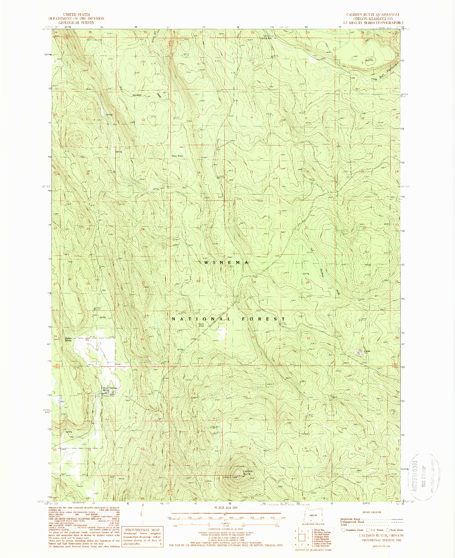 USGS 1:24000-SCALE QUADRANGLE FOR CALIMUS BUTTE, OR 1988