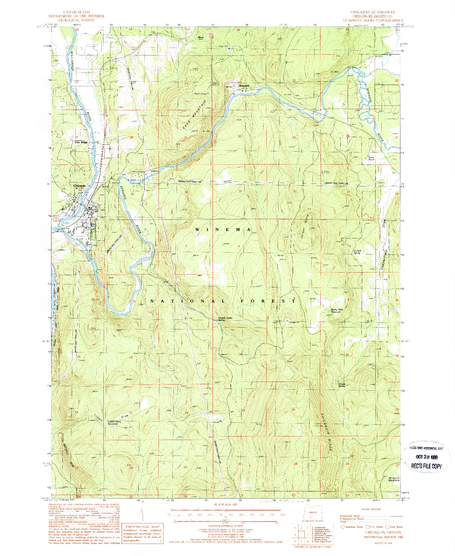 USGS 1:24000-SCALE QUADRANGLE FOR CHILOQUIN, OR 1988