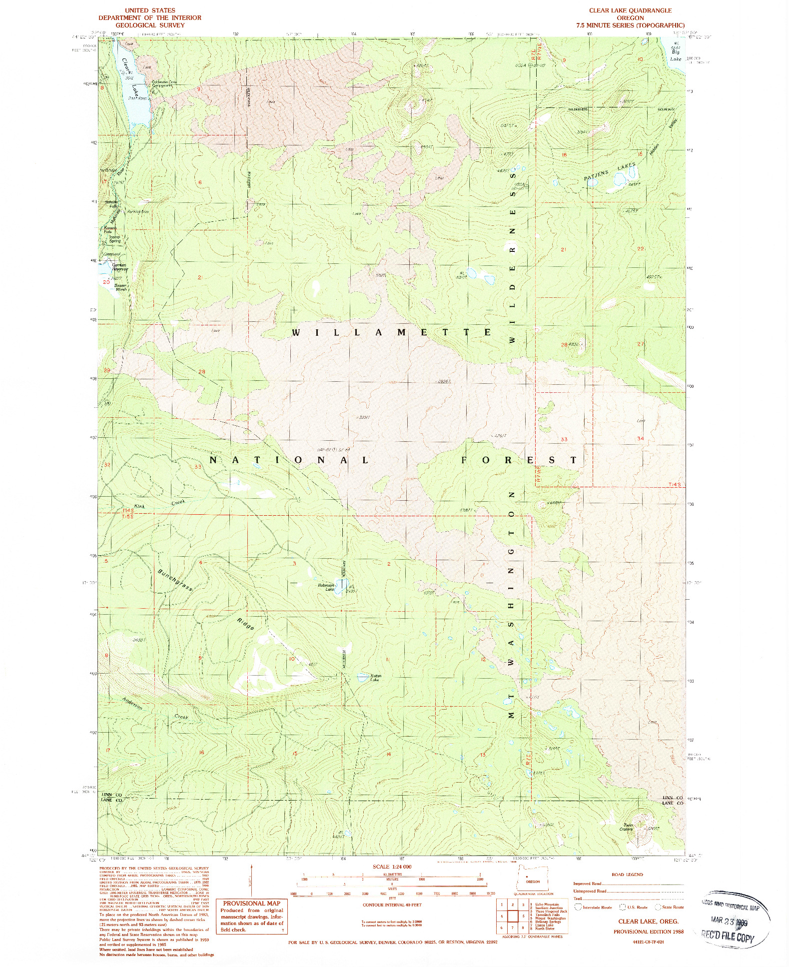 USGS 1:24000-SCALE QUADRANGLE FOR CLEAR LAKE, OR 1988