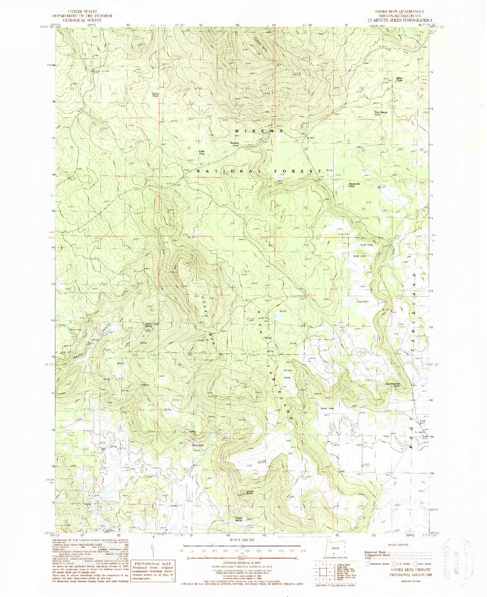 USGS 1:24000-SCALE QUADRANGLE FOR COOKS MTN, OR 1988