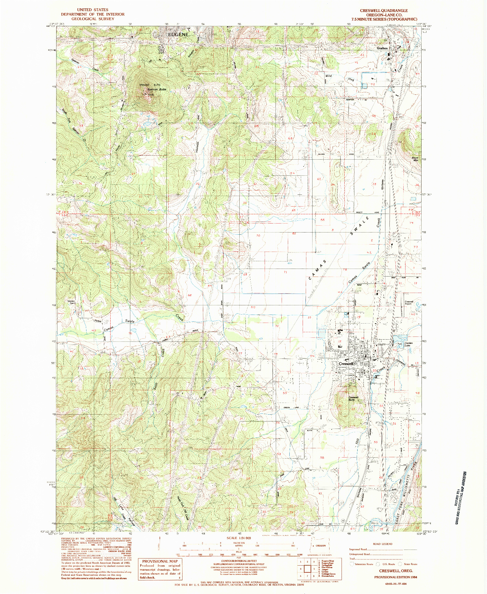 USGS 1:24000-SCALE QUADRANGLE FOR CRESWELL, OR 1984
