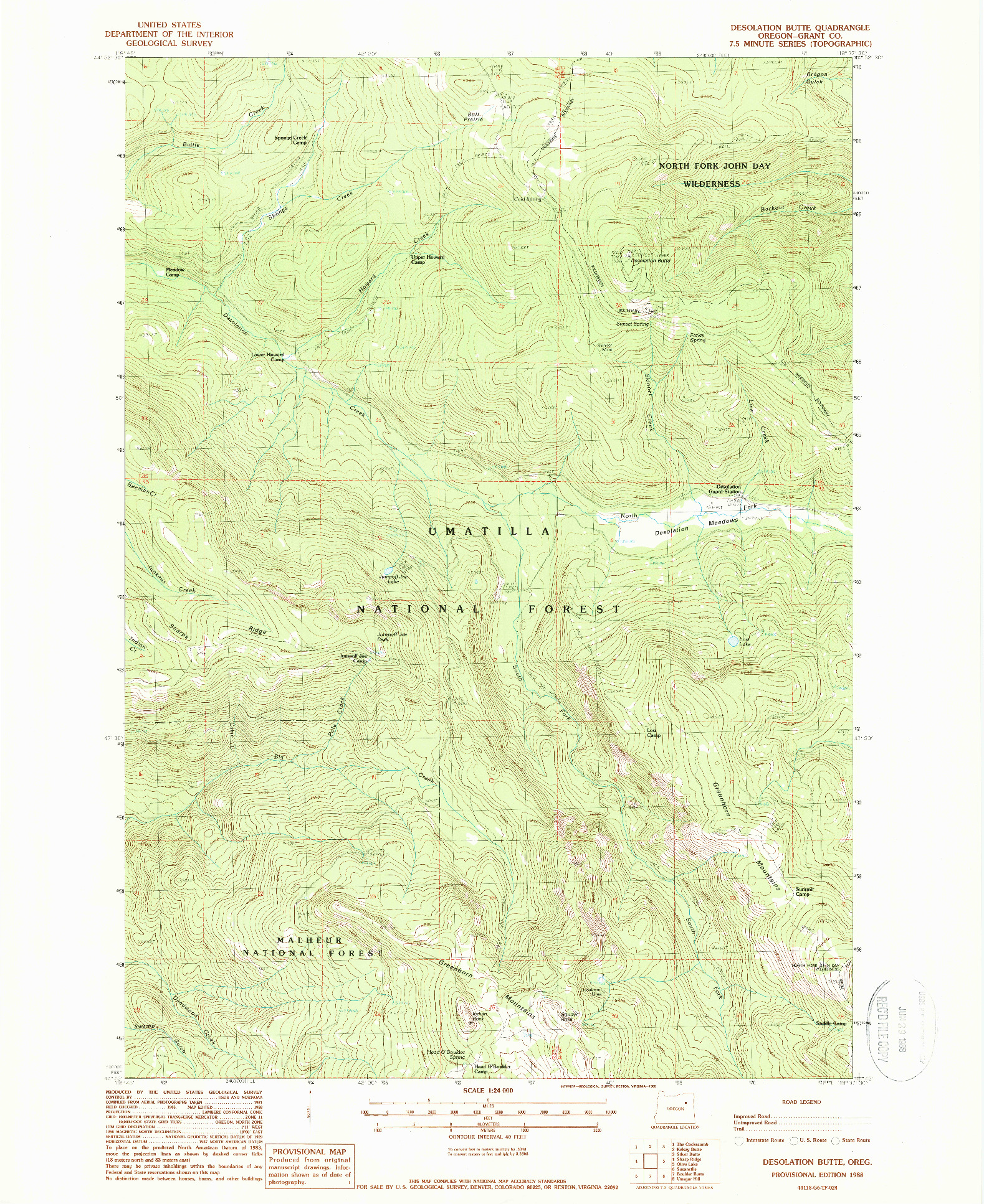 USGS 1:24000-SCALE QUADRANGLE FOR DESOLATION BUTTE, OR 1988