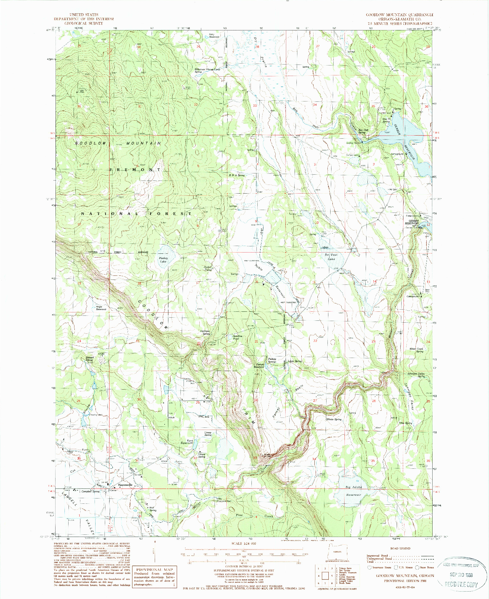 USGS 1:24000-SCALE QUADRANGLE FOR GOODLOW MOUNTAIN, OR 1988