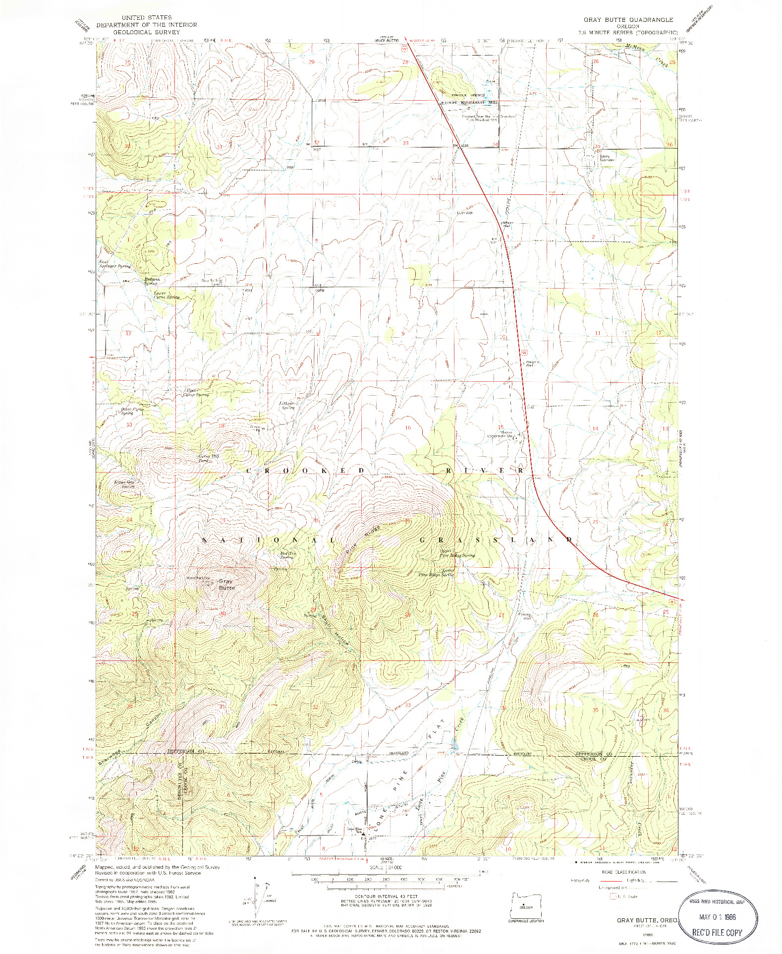 USGS 1:24000-SCALE QUADRANGLE FOR GRAY BUTTE, OR 1985