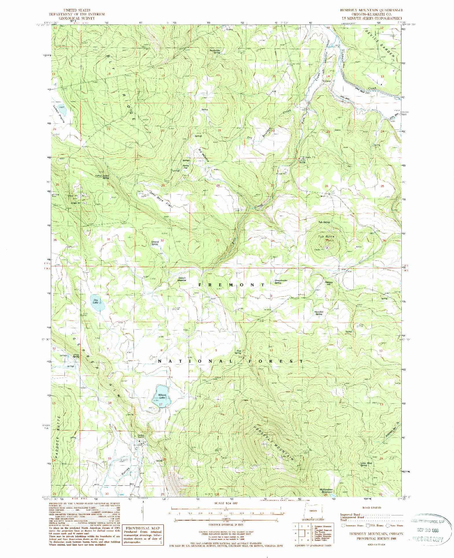 USGS 1:24000-SCALE QUADRANGLE FOR HORSEFLY MOUNTAIN, OR 1988