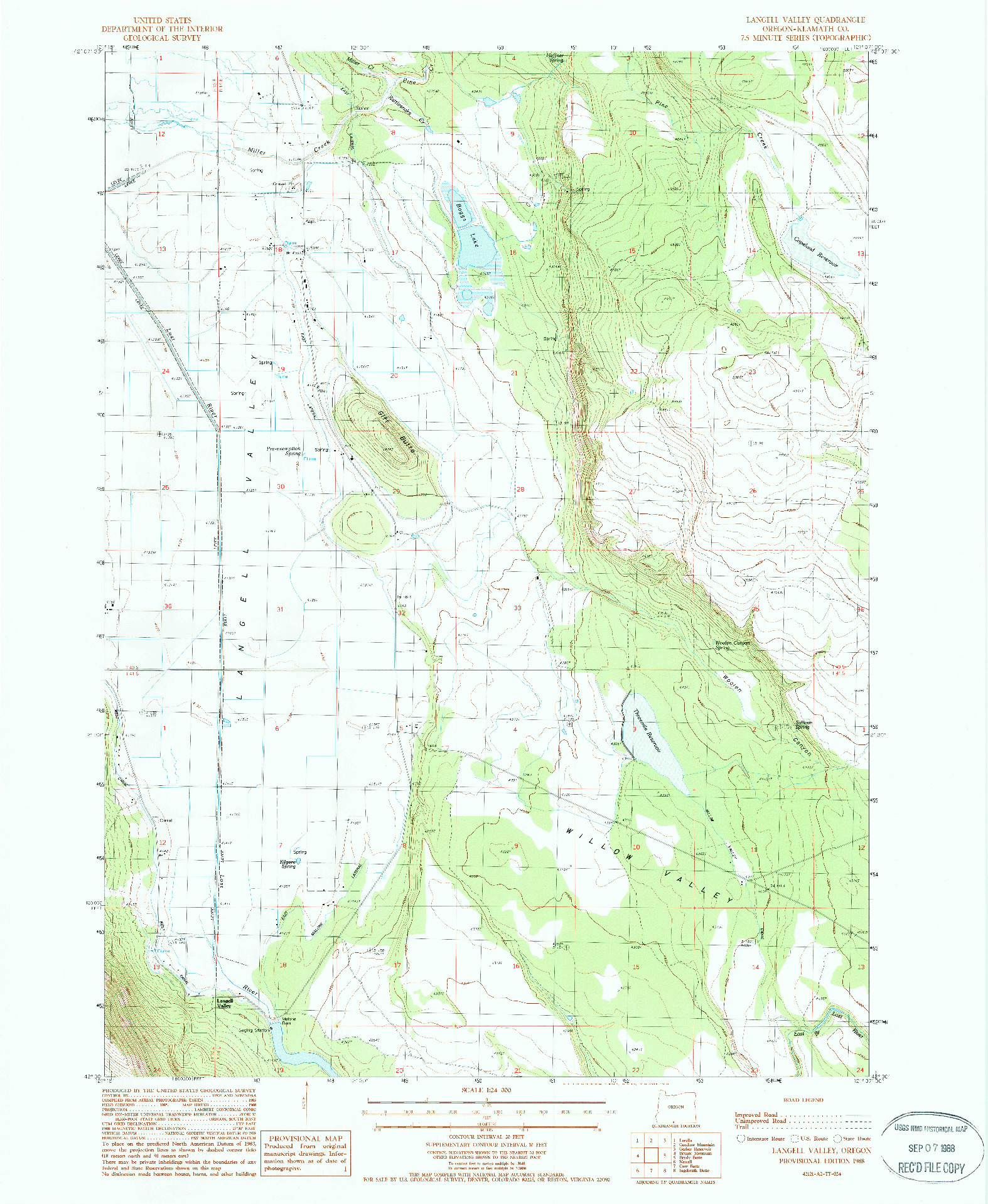 USGS 1:24000-SCALE QUADRANGLE FOR LANGELL VALLEY, OR 1988