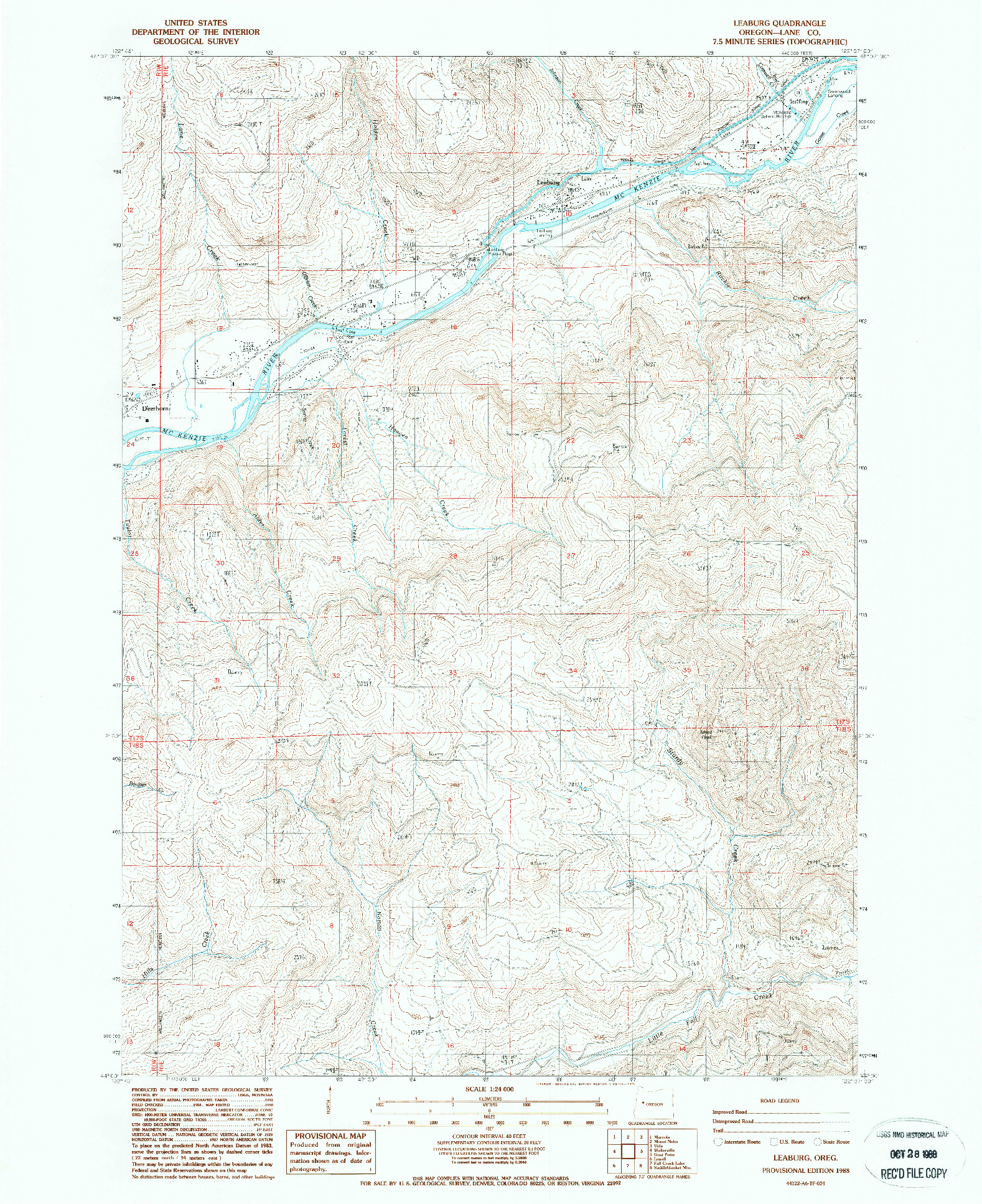 USGS 1:24000-SCALE QUADRANGLE FOR LEABURG, OR 1988