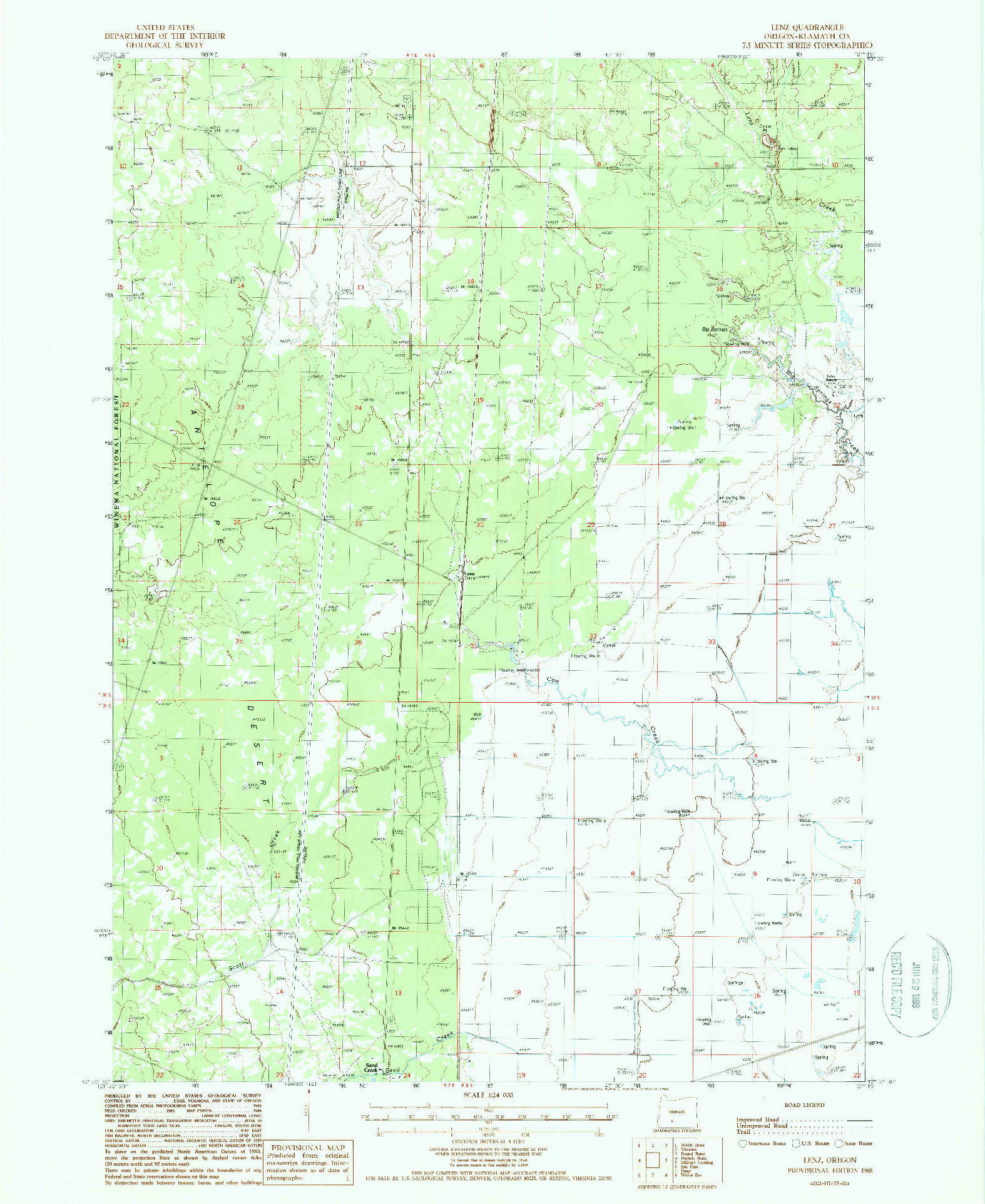 USGS 1:24000-SCALE QUADRANGLE FOR LENZ, OR 1988