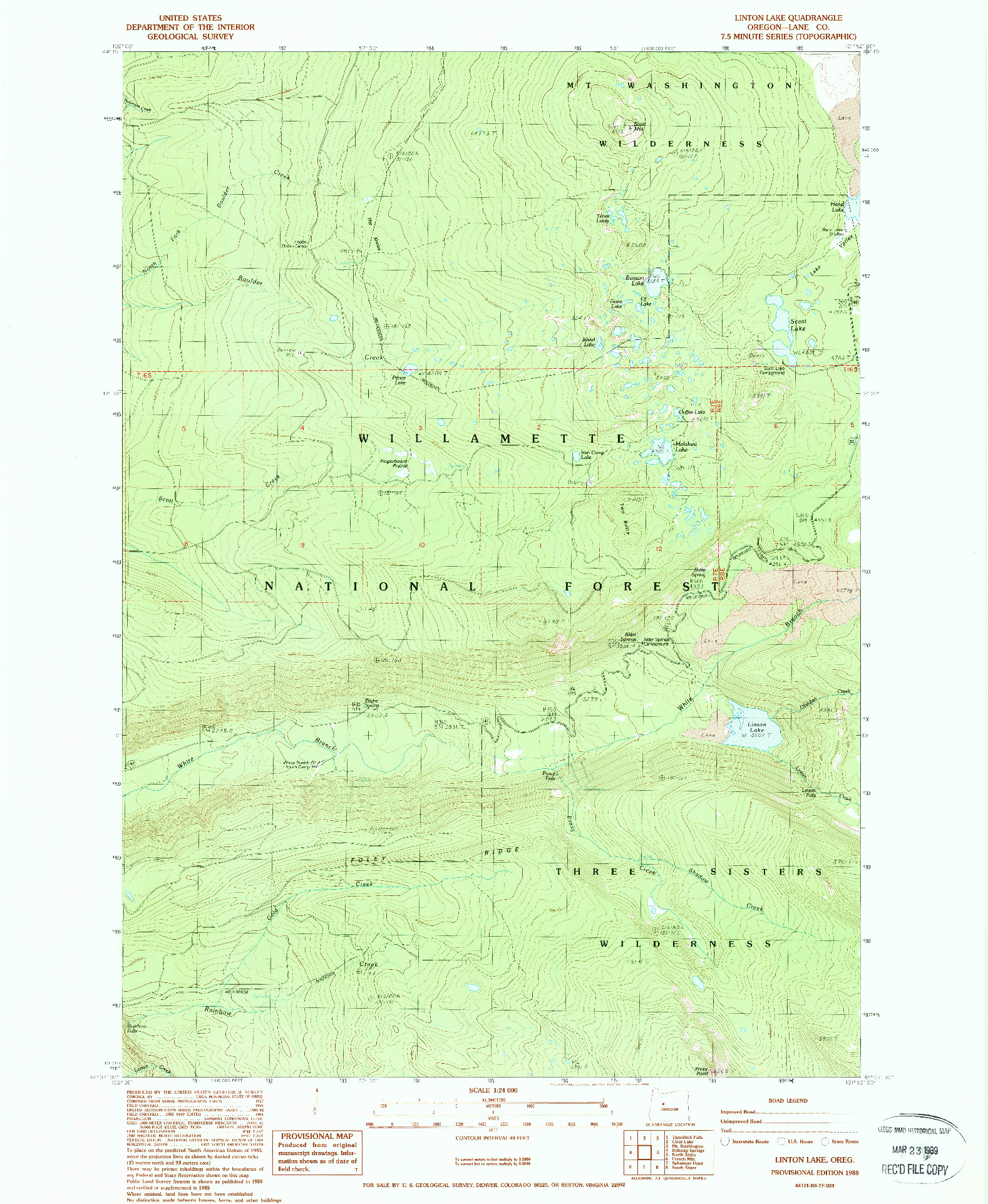 USGS 1:24000-SCALE QUADRANGLE FOR LINTON LAKE, OR 1988