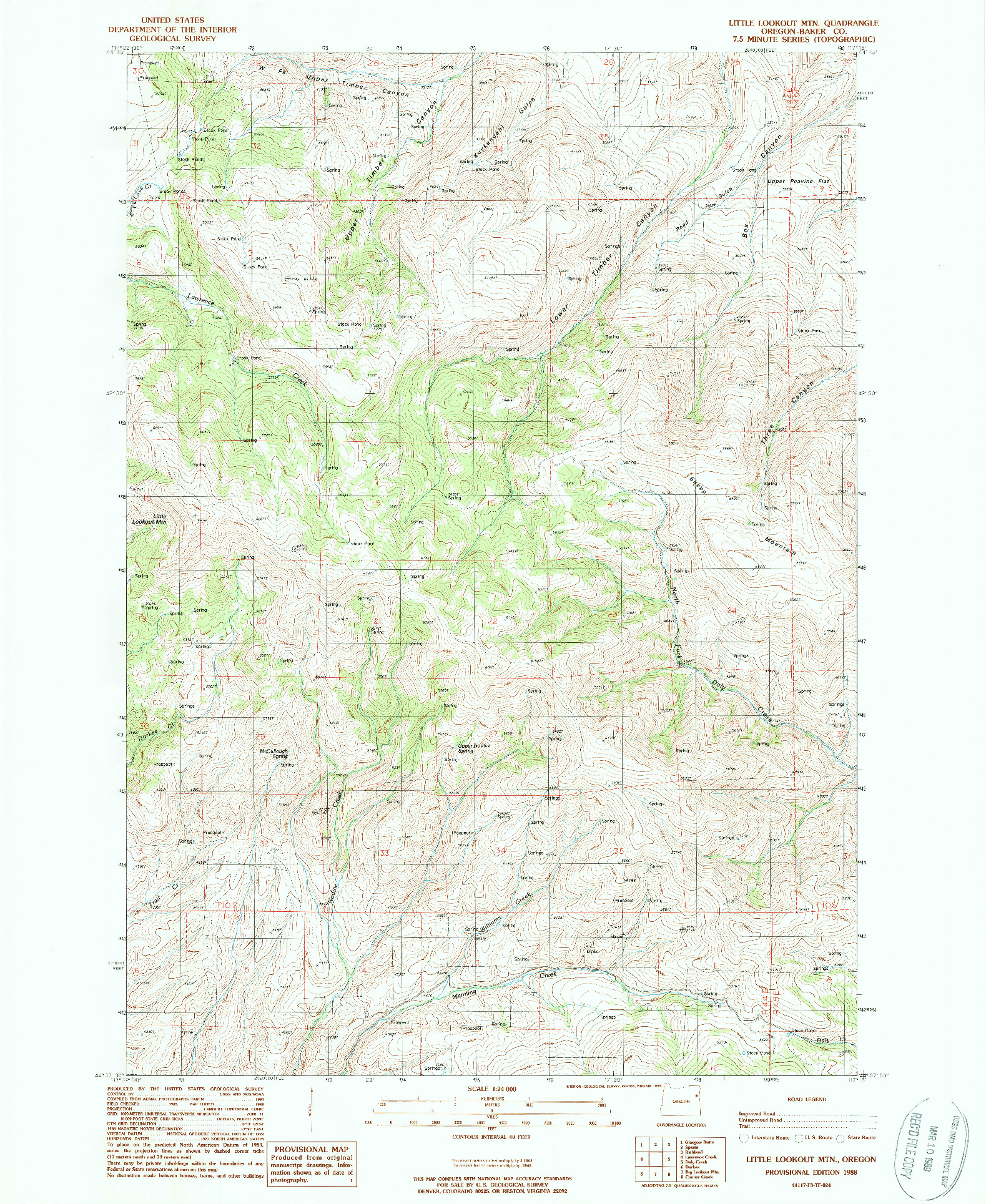 USGS 1:24000-SCALE QUADRANGLE FOR LITTLE LOOKOUT MTN, OR 1988