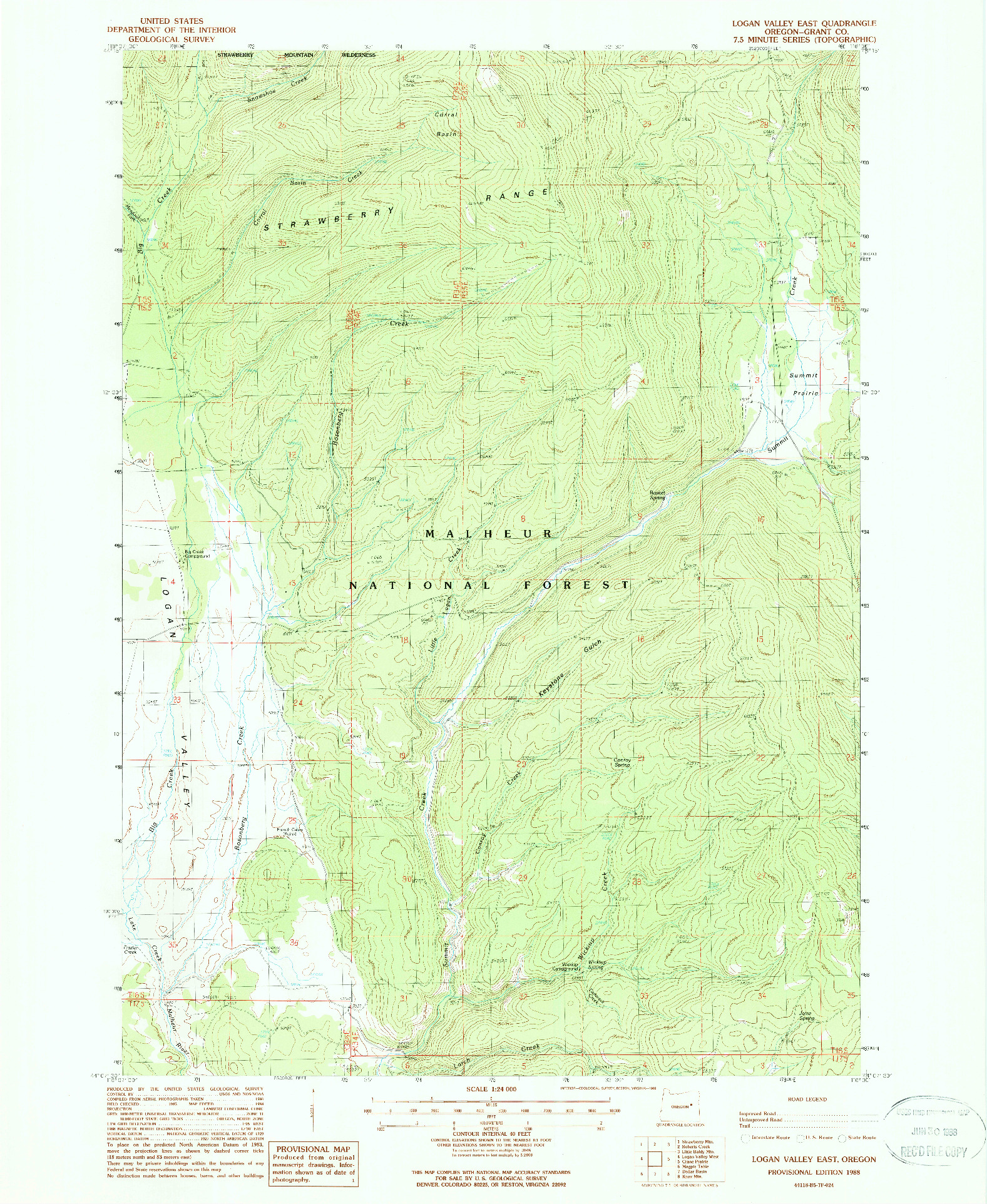 USGS 1:24000-SCALE QUADRANGLE FOR LOGAN VALLEY EAST, OR 1988
